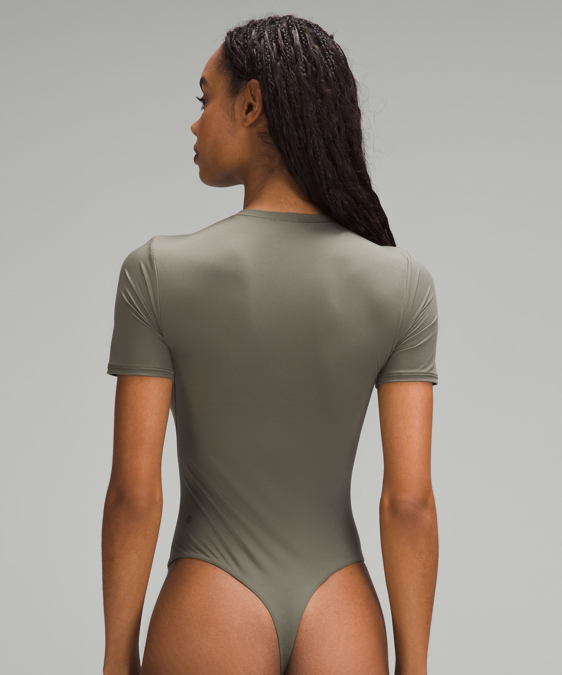 Wundermost Ultra-Soft Nulu Short-Sleeve Crew Thong Bodysuit | Women's Short Sleeve Shirts & Tee's
