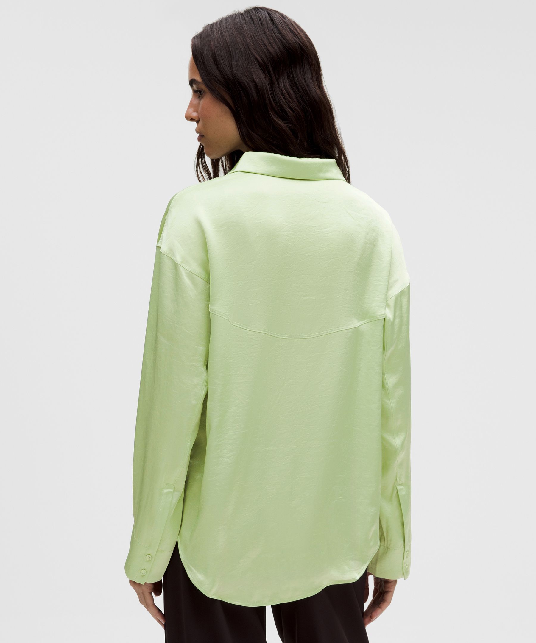 Lululemon Logo Charm Satin Collared Long-sleeve Shirt