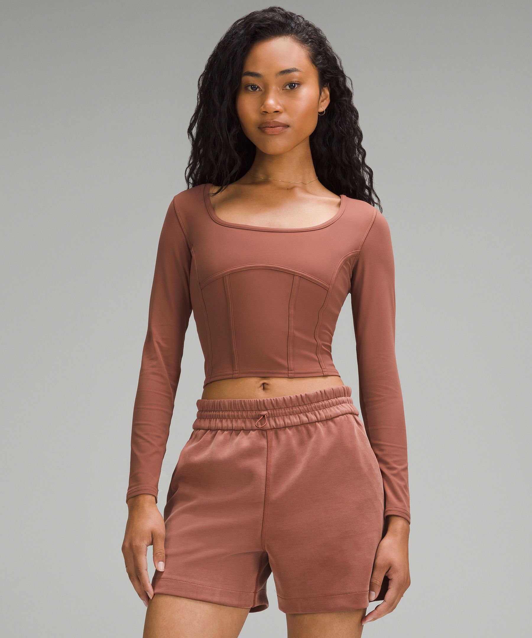 Lululemon Waist-seamed Nulu Long-sleeve Shirt In Brown