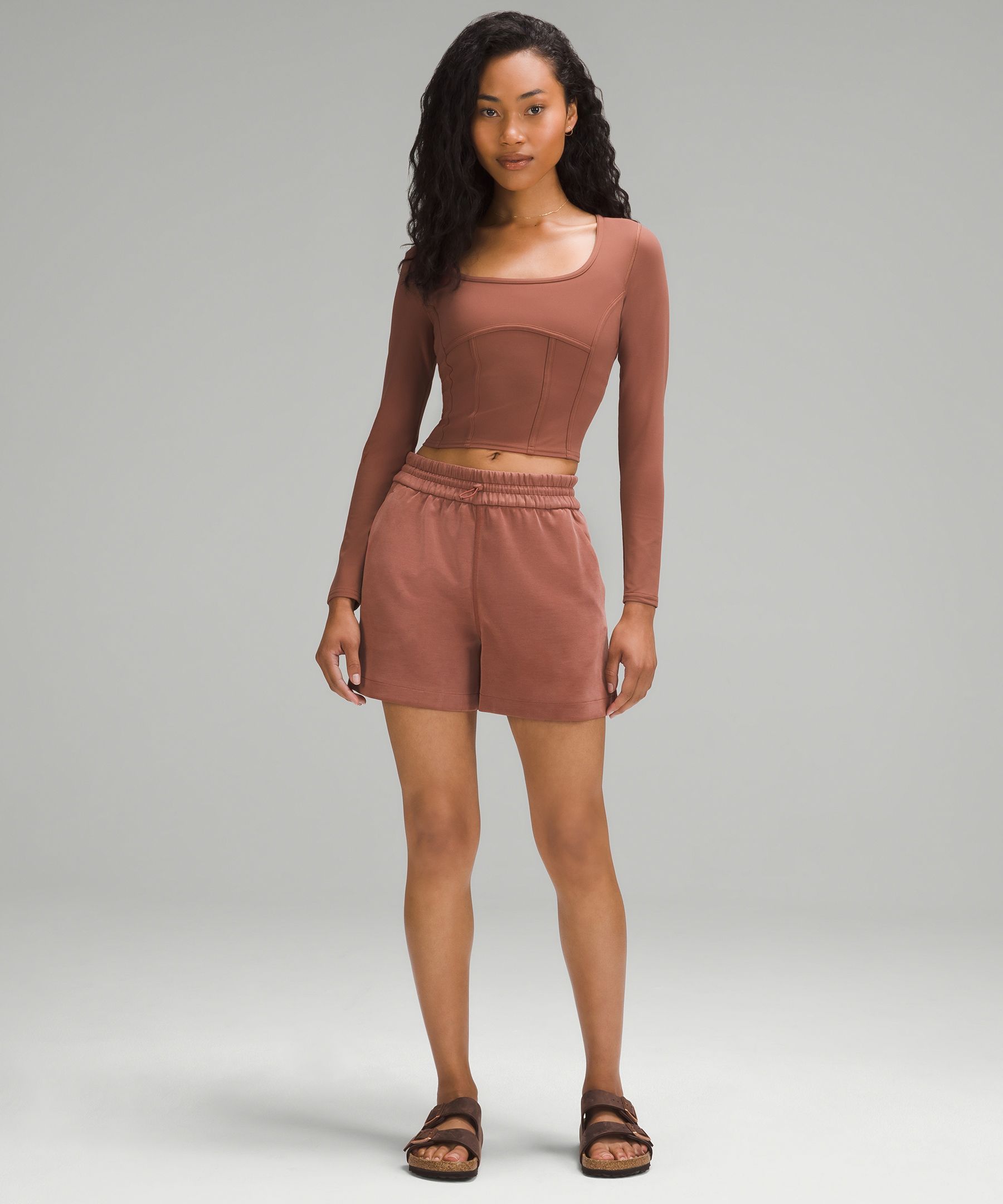 Lululemon Waist-seamed Nulu Long-sleeve Shirt In Brown