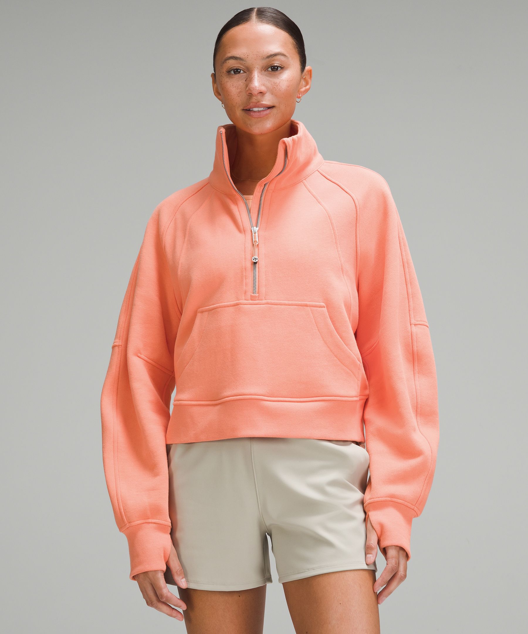 Scuba oversized half zip hoodie Xs/S Pink Peony  Half zip outfit,  Lululemon outfits, Half zip hoodie