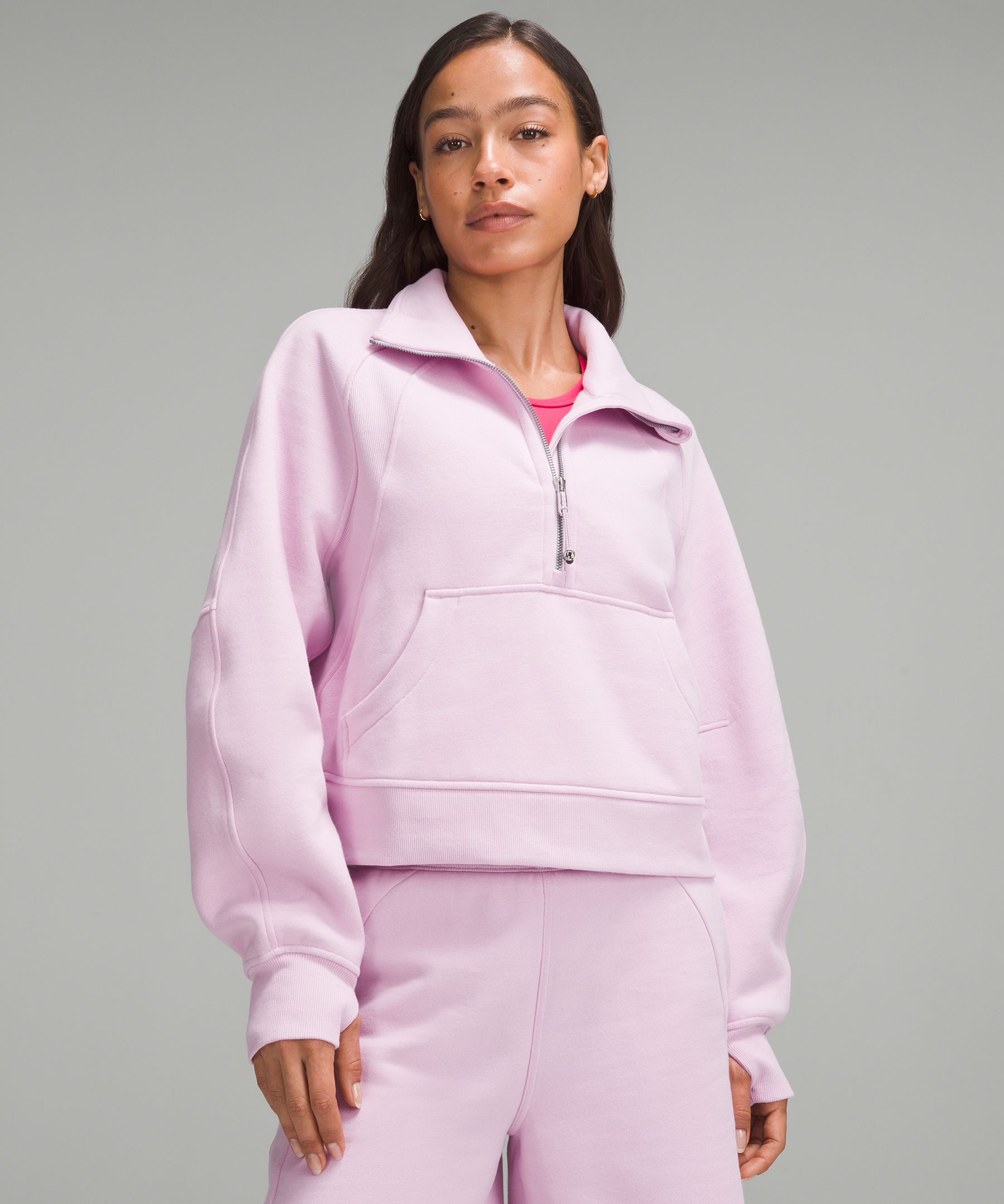 Lululemon Scuba Oversized Funnel-neck Half Zip In Pink