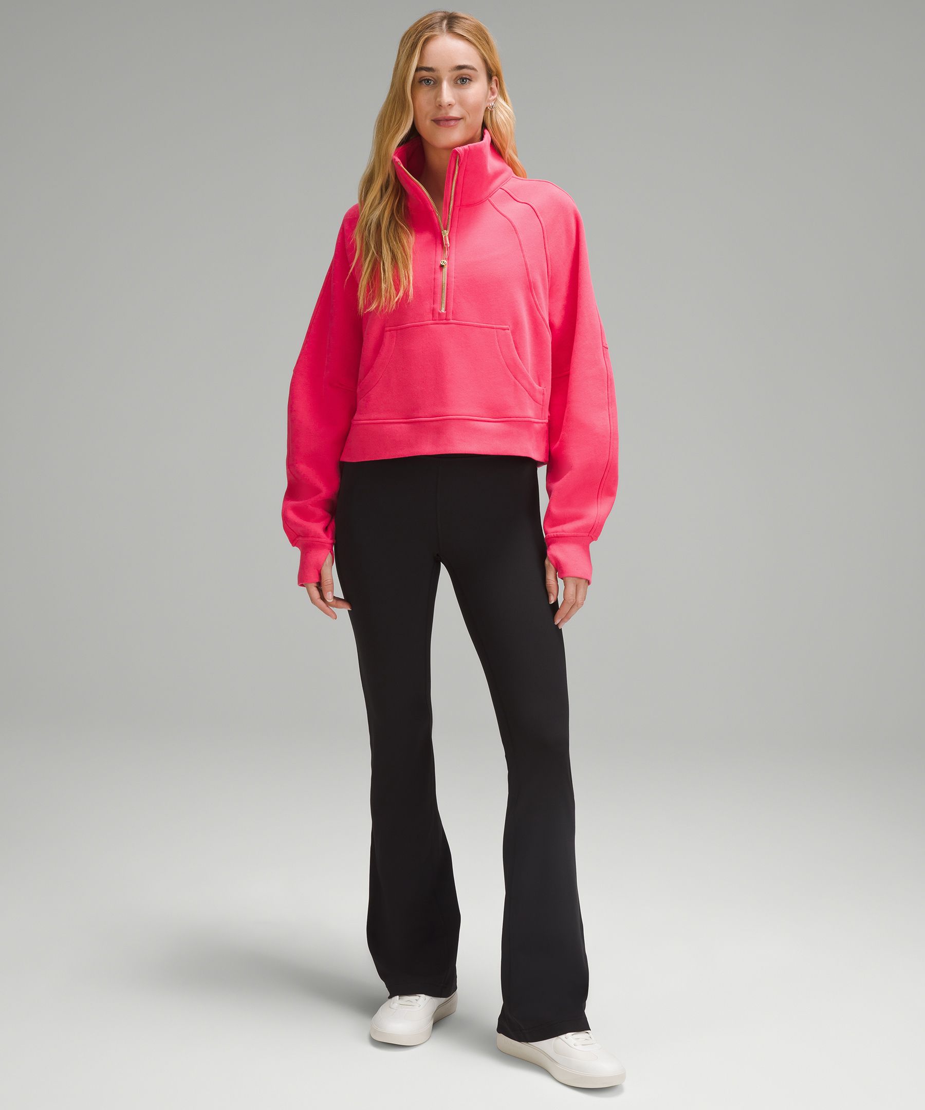 LULULEMON Womens Size 6 8 Red Pink Remix Fleece Cotton Blend Scuba Hoodie  Jacket