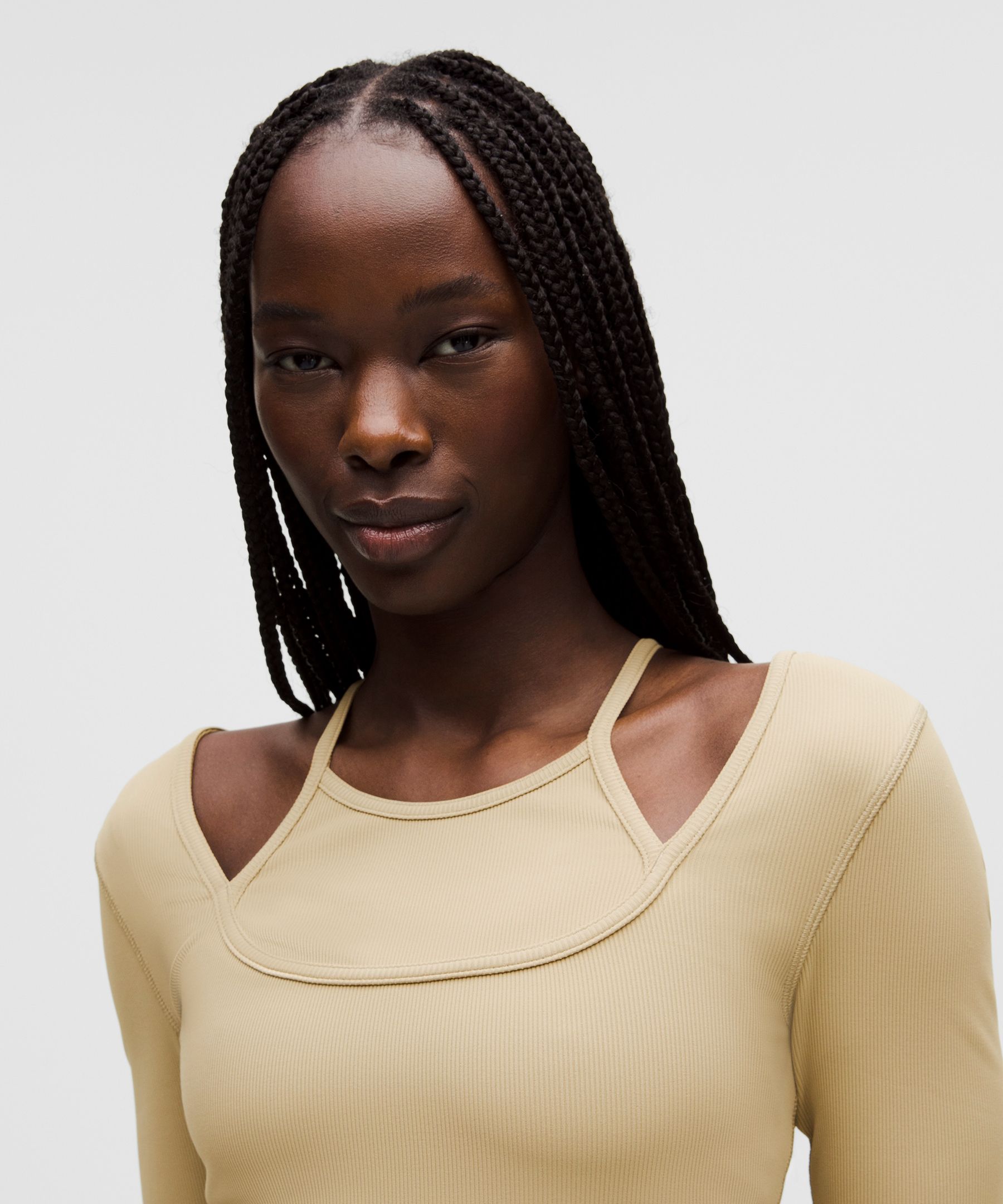 Layered-Look Ribbed Short-Sleeve Shirt