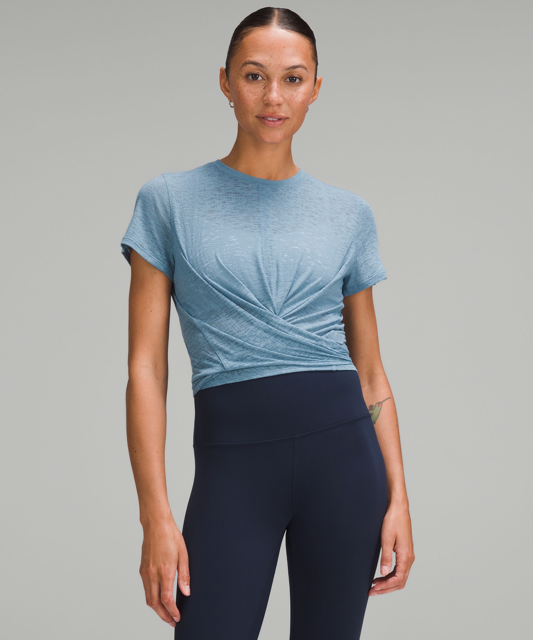 Shop Lululemon Tie-waist Breathable Short-sleeve Shirt