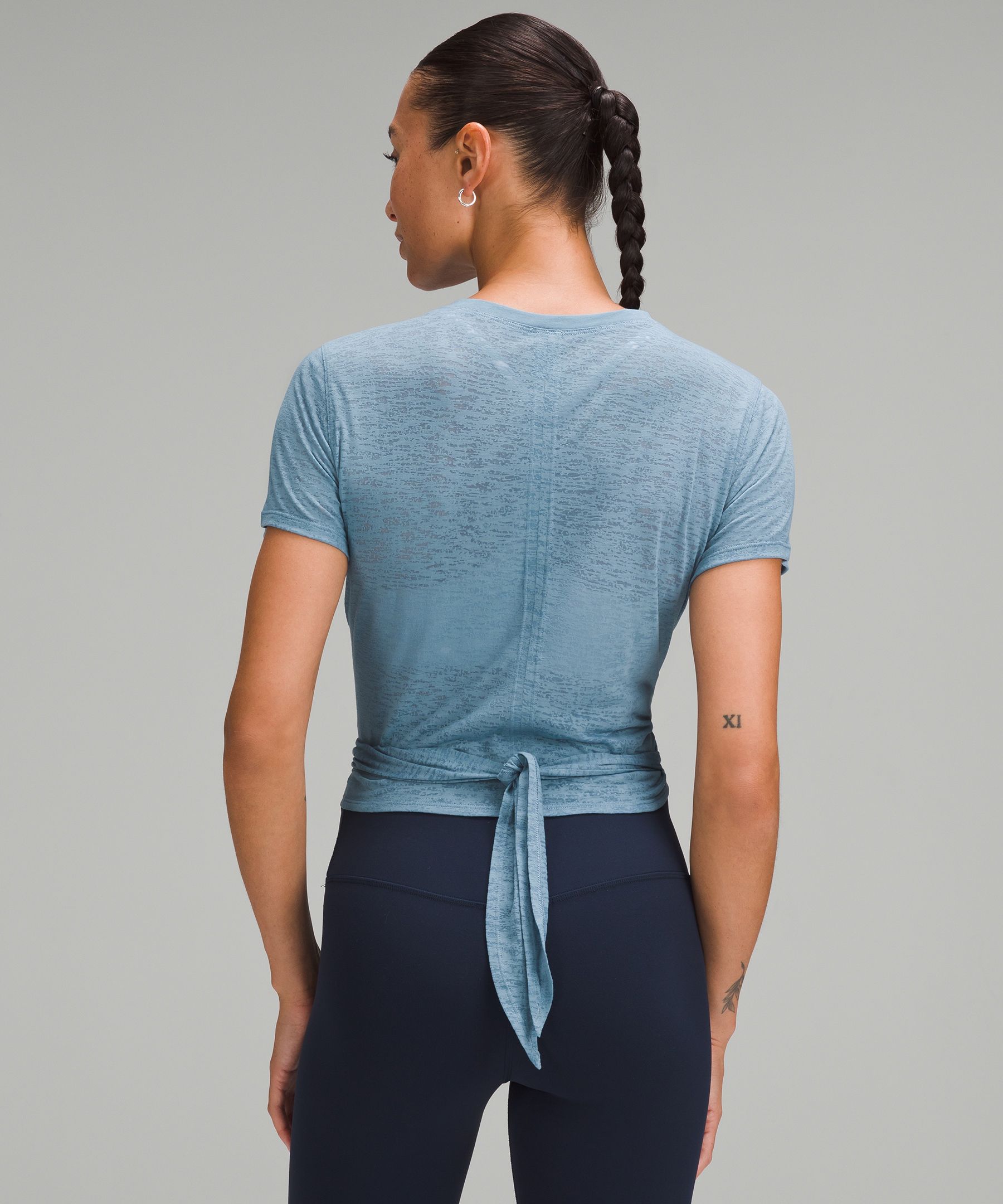 Shop Lululemon Tie-waist Breathable Short-sleeve Shirt