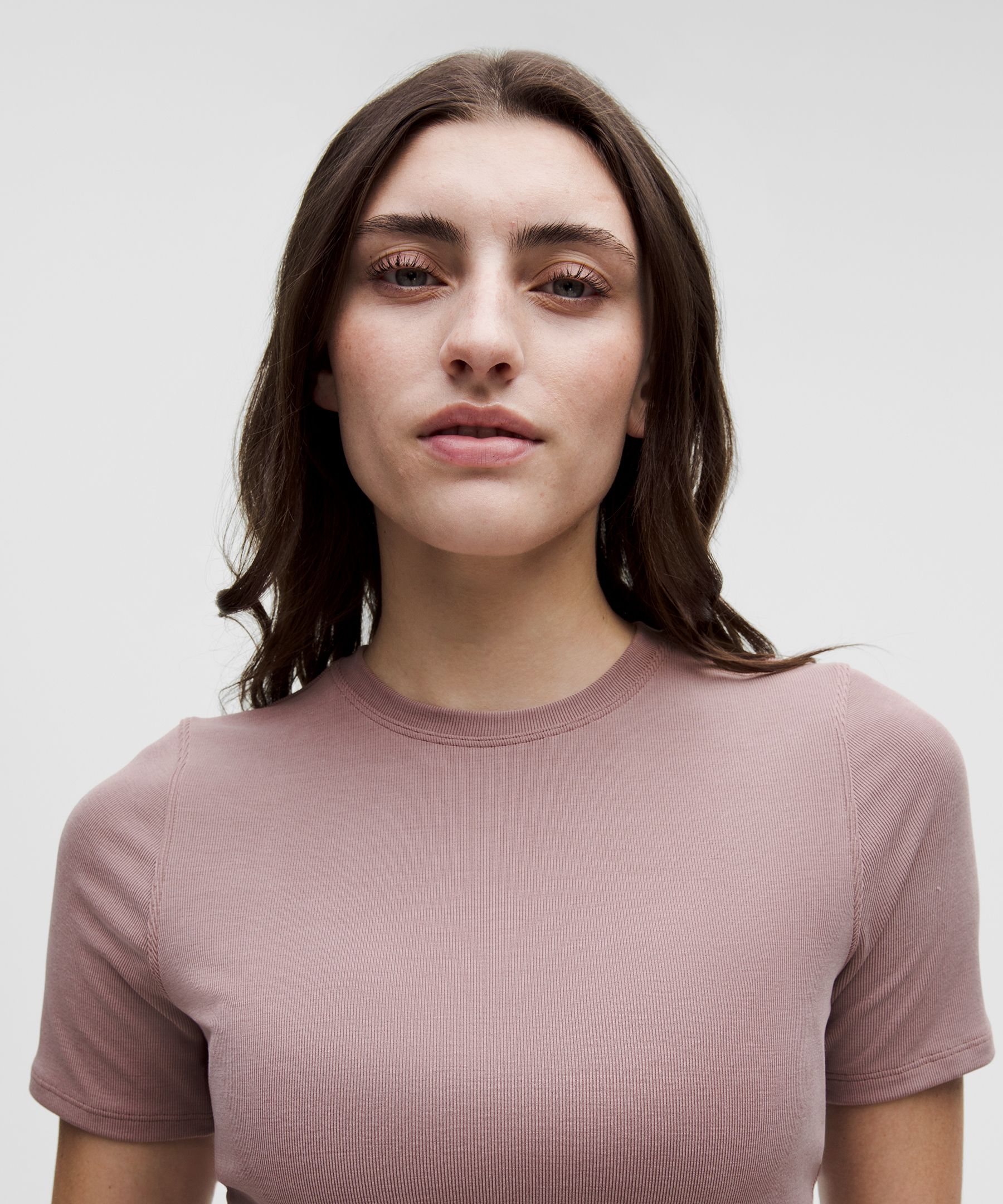 Lululemon Soft Ribbed Keyhole Short-sleeve Shirt In Burgundy