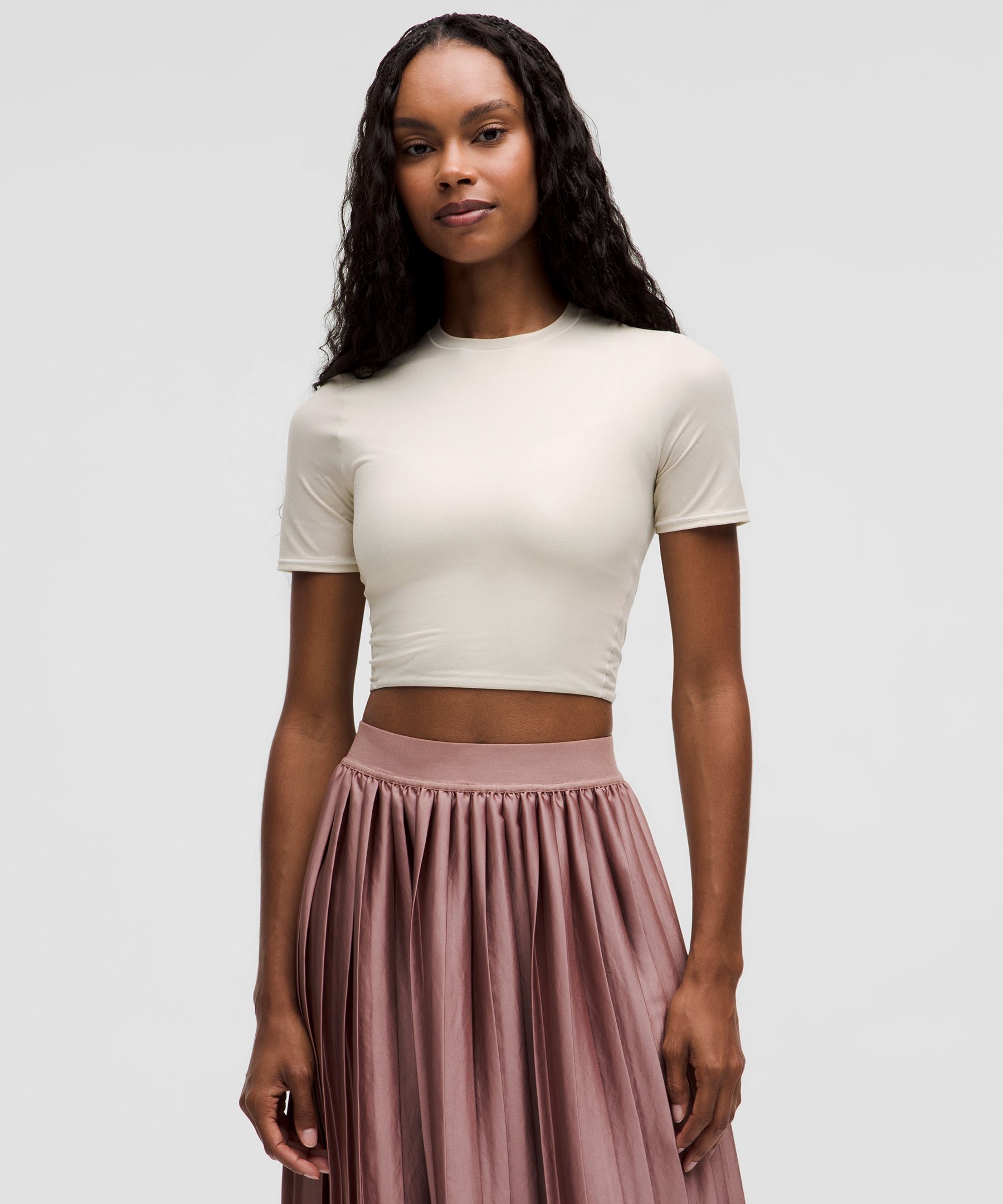 Wundermost Ultra-Soft Nulu Crewneck Cropped T-Shirt Shine