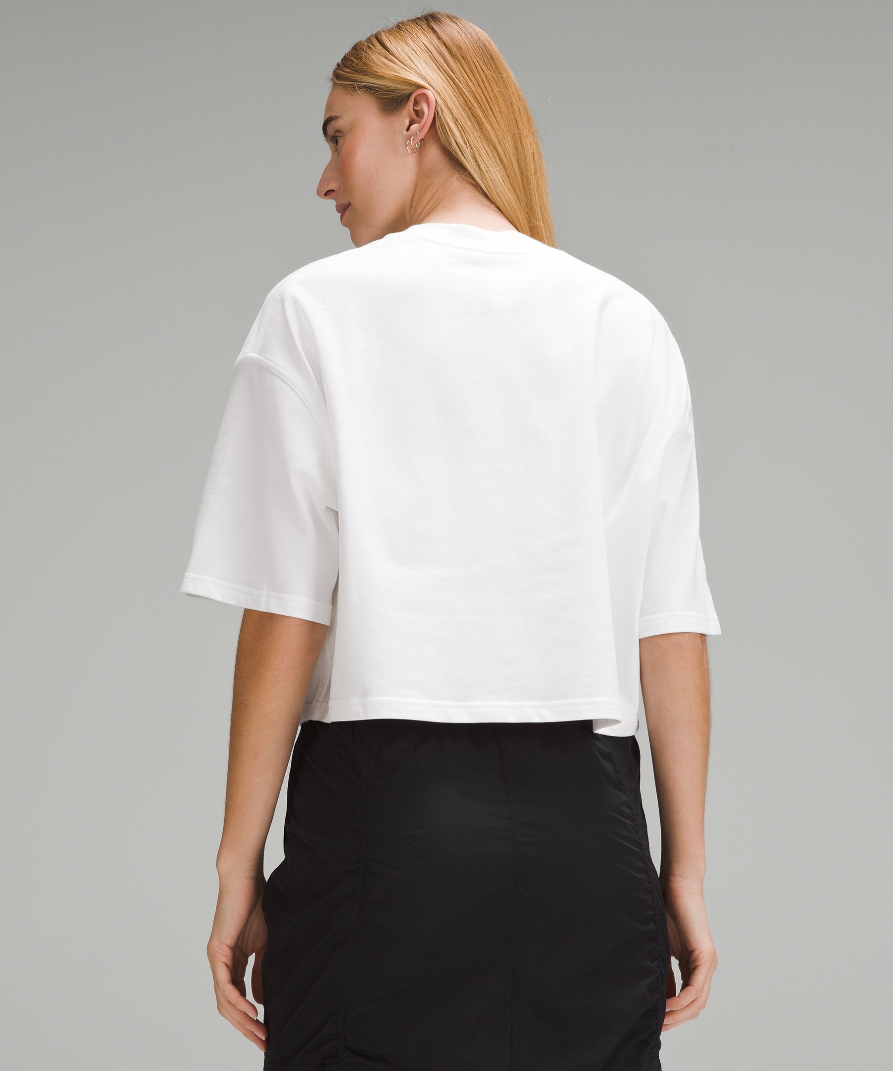 Brushed Heavyweight Cotton Cropped Crew T-Shirt | Women's Short Sleeve Shirts & Tee's