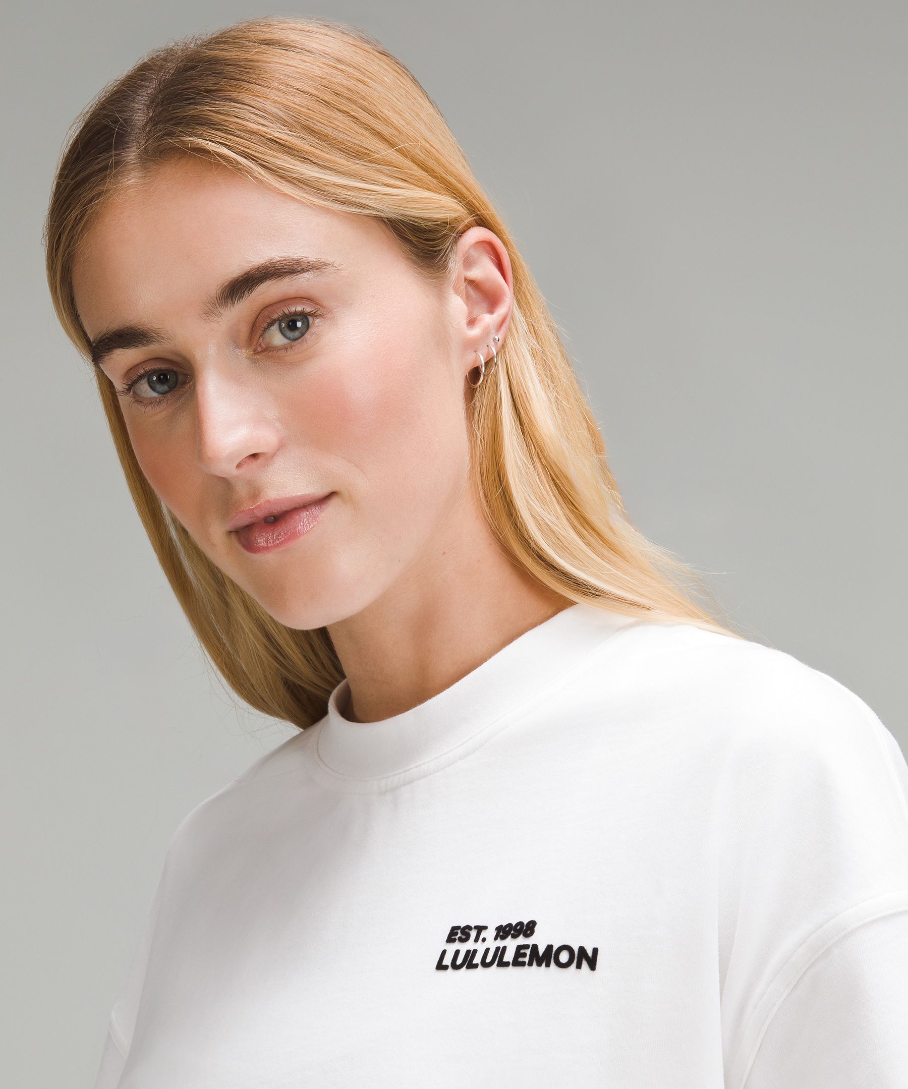 Shop Lululemon Brushed Heavyweight Cotton Cropped Crew T-shirt