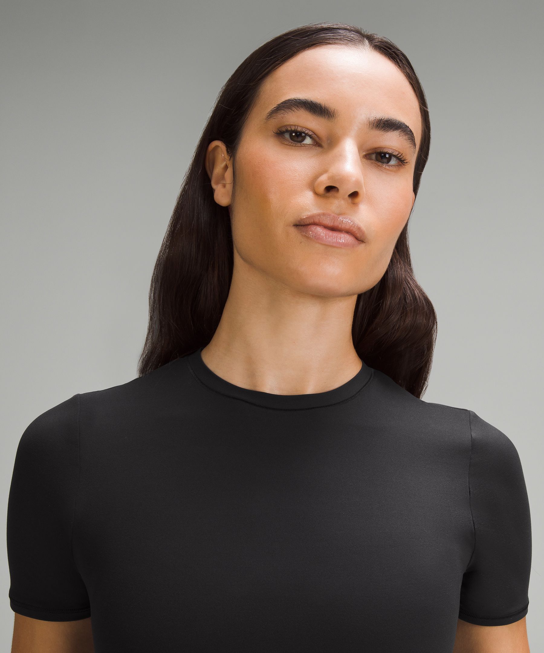 lululemon athletica Wundermost Ultra-soft Nulu Crewneck Cropped T-shirt in  Black