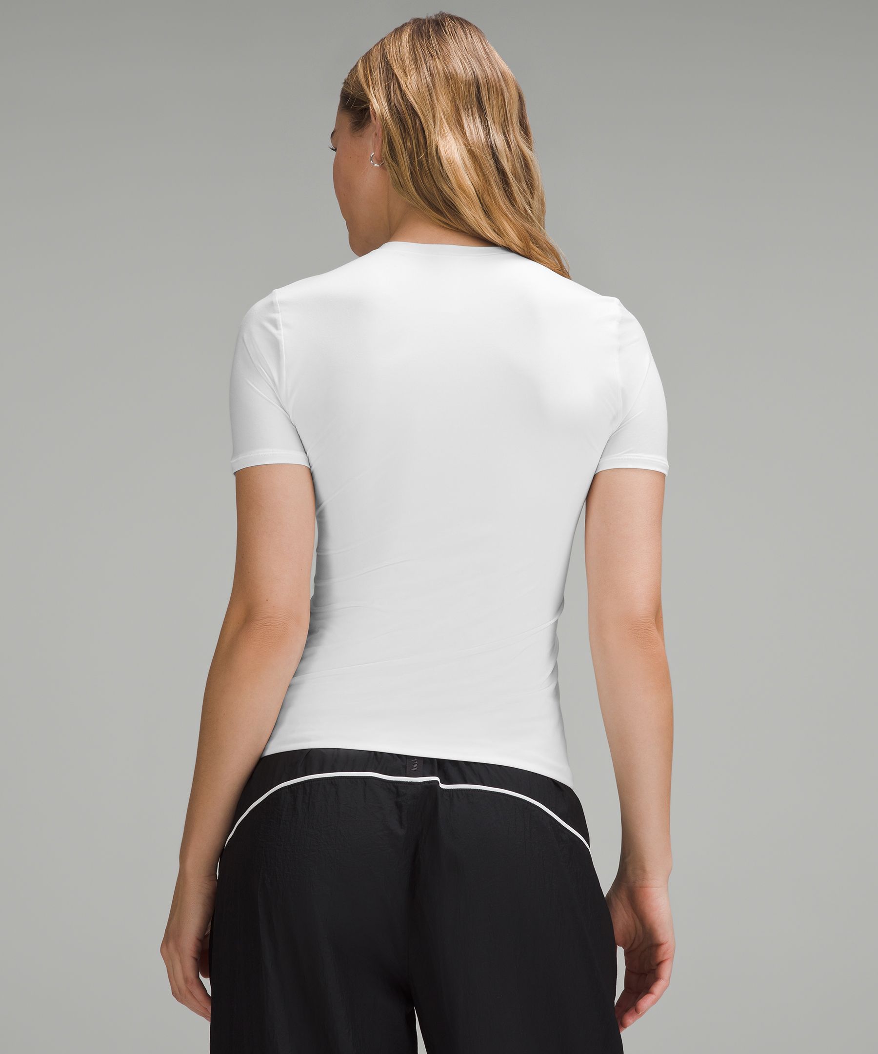 Shop Lululemon Wundermost Ultra-soft Nulu Hip-length Crew Short-sleeve Shirt