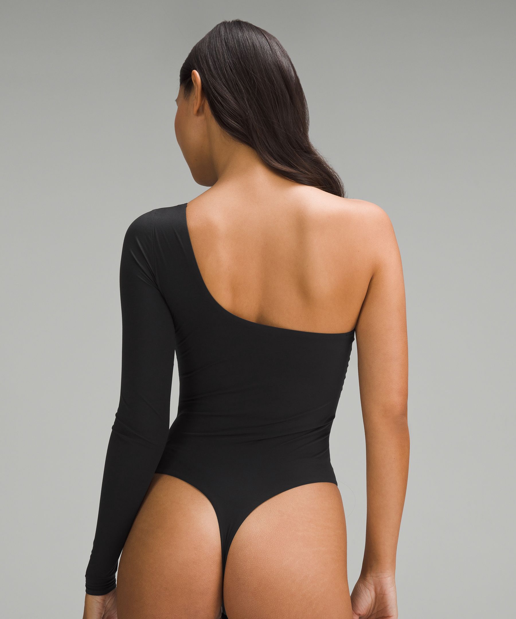 Shop Lululemon Wundermost Bodysuit - Ultra-soft Nulu Long-sleeve One-shoulder Bodysuit