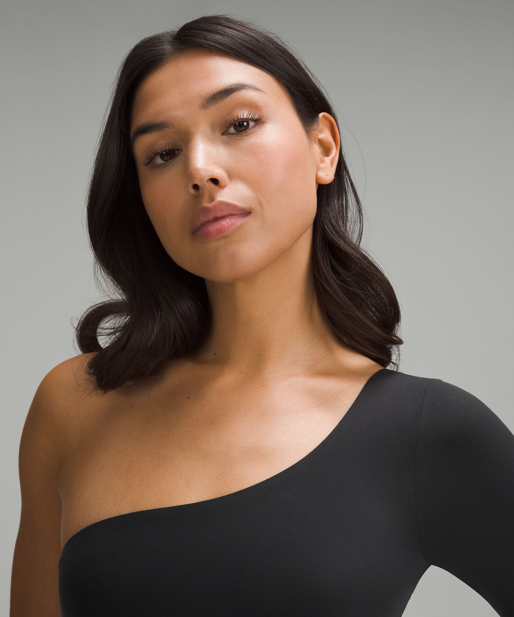 Shop Lululemon Wundermost Bodysuit - Ultra-soft Nulu Long-sleeve One-shoulder Bodysuit