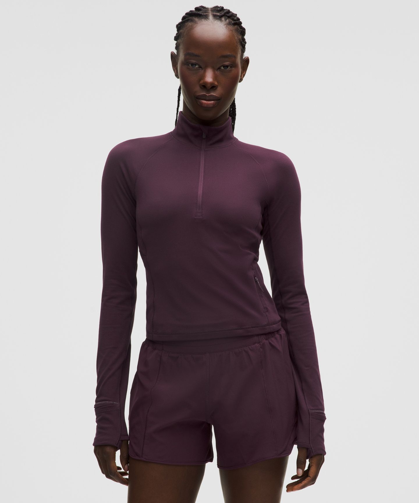 Женская укороченная кофта Lululemon It's Rulu на молнии, цвет: Чёрный сливовый — фото 1