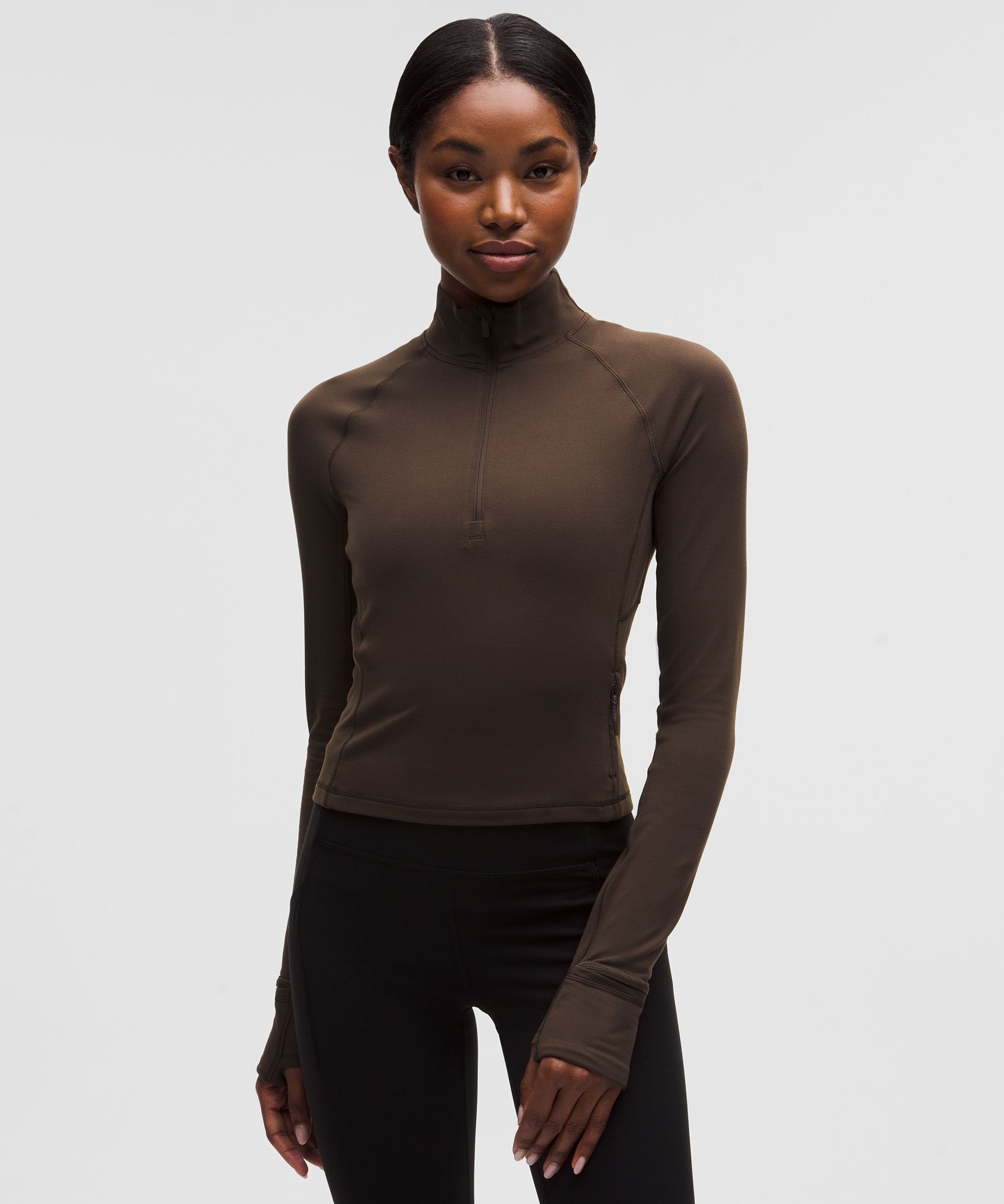 lululemon – Women’s It’s Rulu Cropped Half Zip Long-Sleeve Top – Color Brown – Size XL