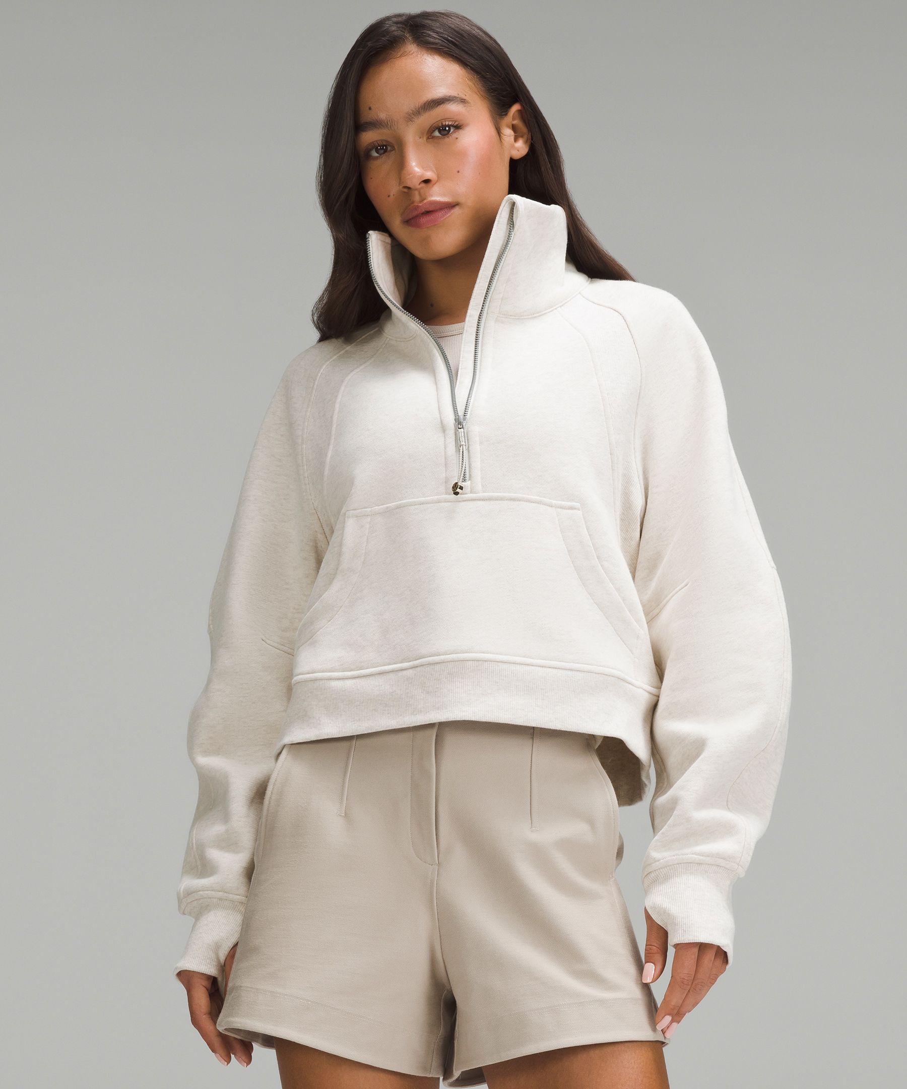 Lululemon Scuba Oversized Funnel-neck Half Zip In White