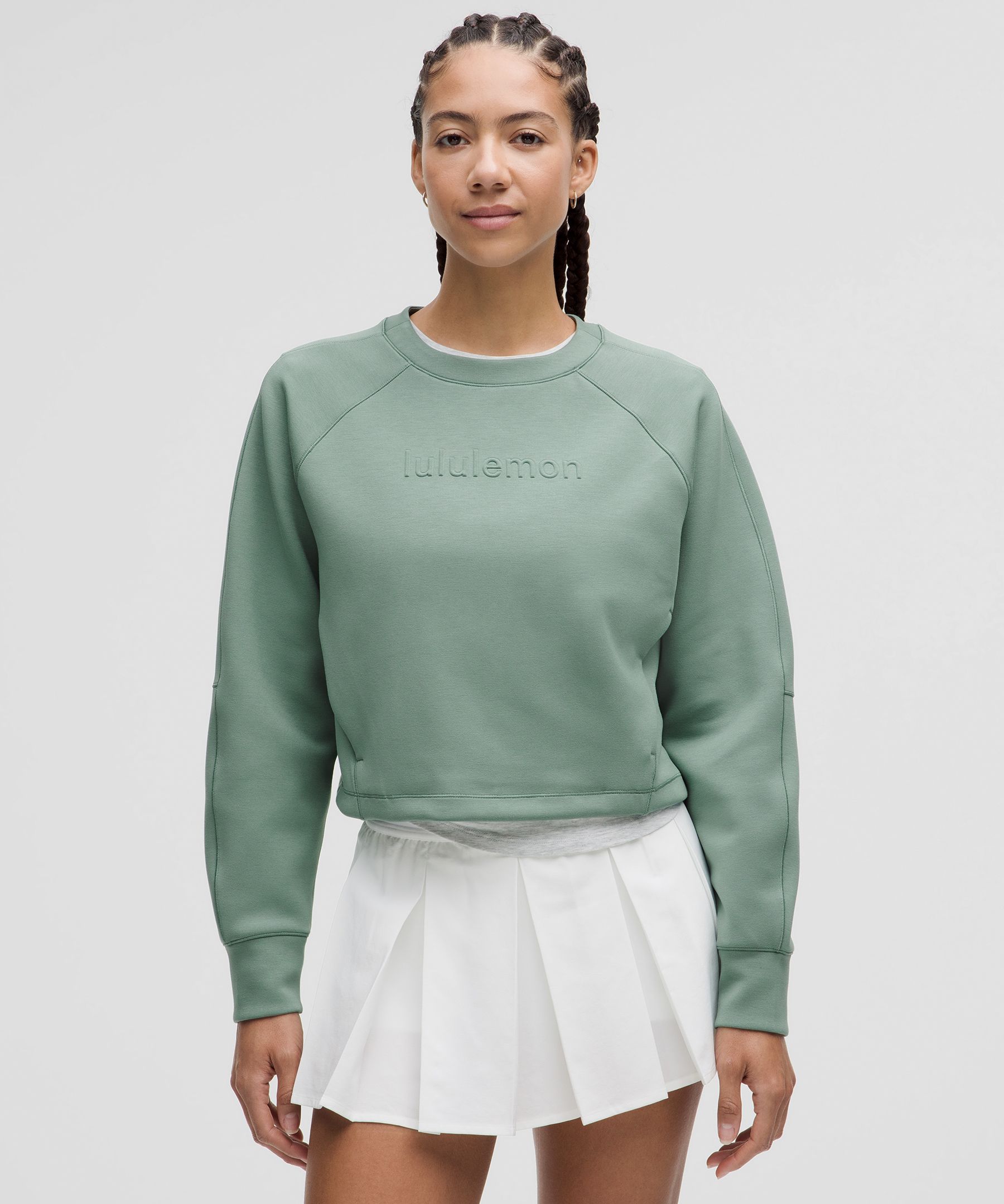 Smooth Spacer Cropped Pullover Graphic - Blue,Pastel