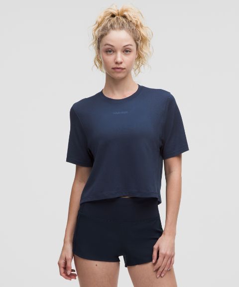 Lululemon Swiftly High-Low Cropped Short-Sleeve Shirt