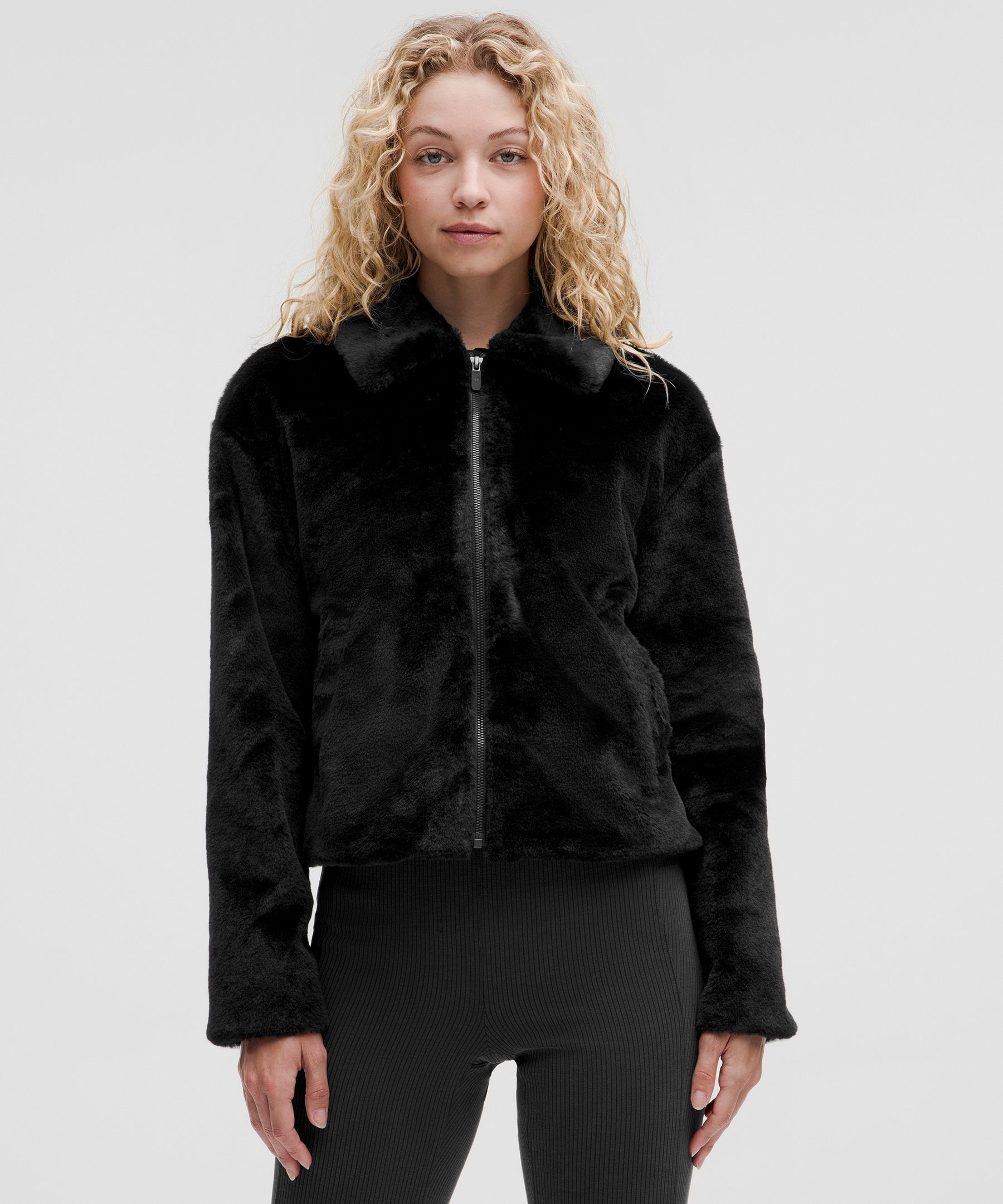 Plush Fleece Oversized-Collar Jacket