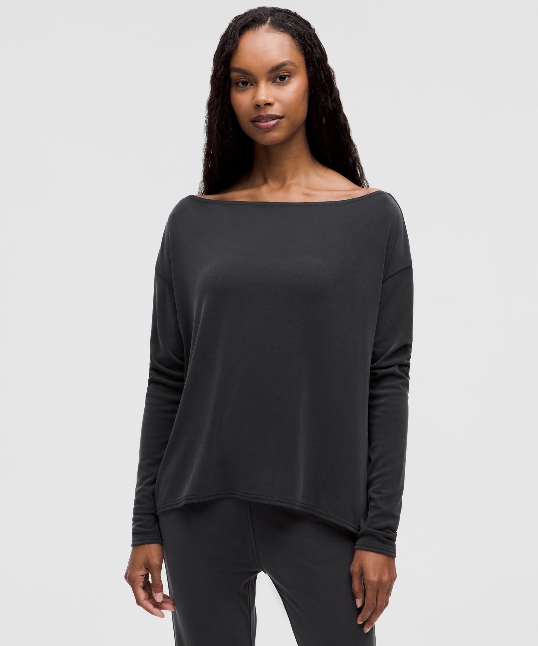 Drapey Softstreme Off-The-Shoulder Long-Sleeve Shirt