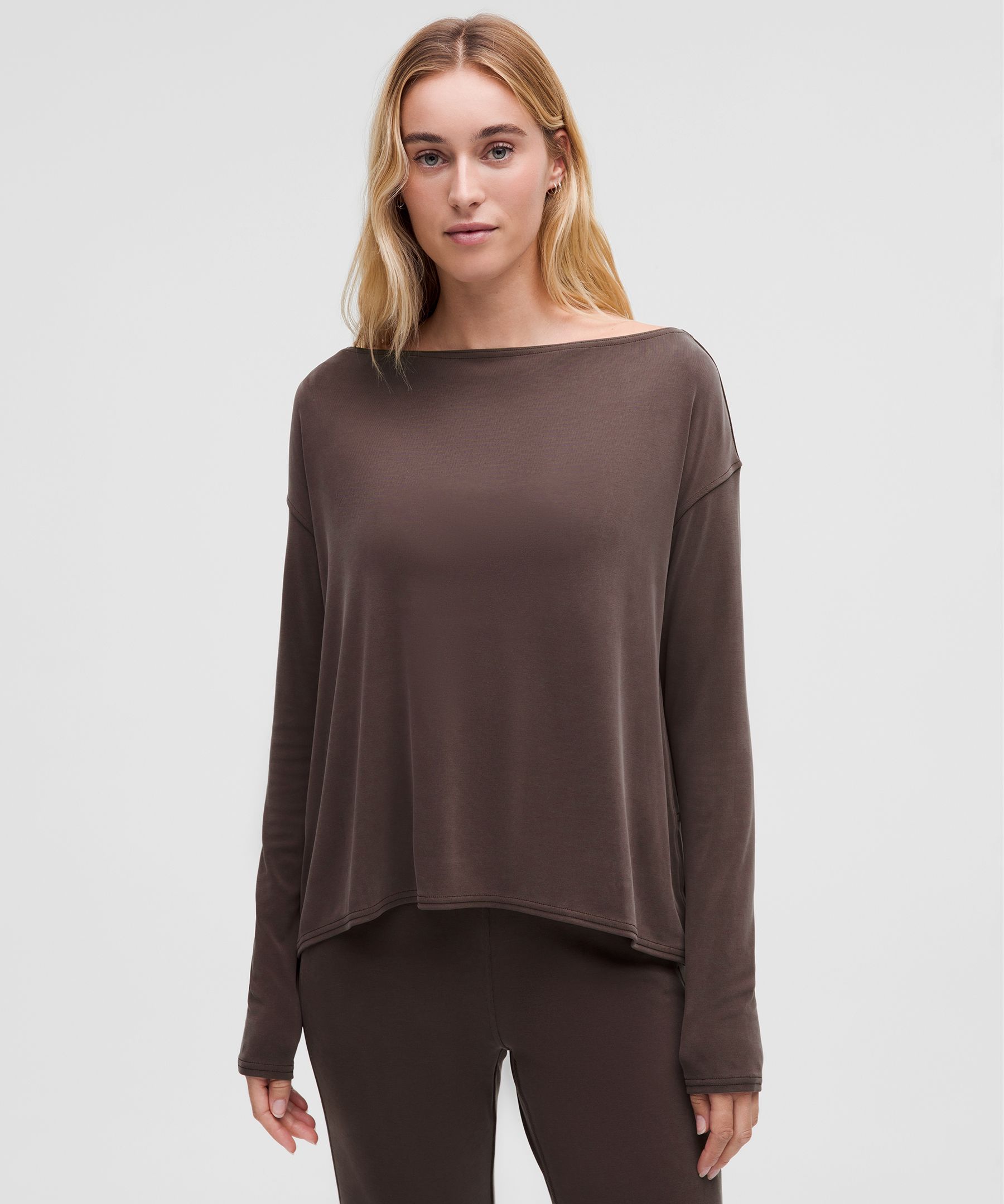 Drapey Softstreme Off-The-Shoulder Long-Sleeve Shirt