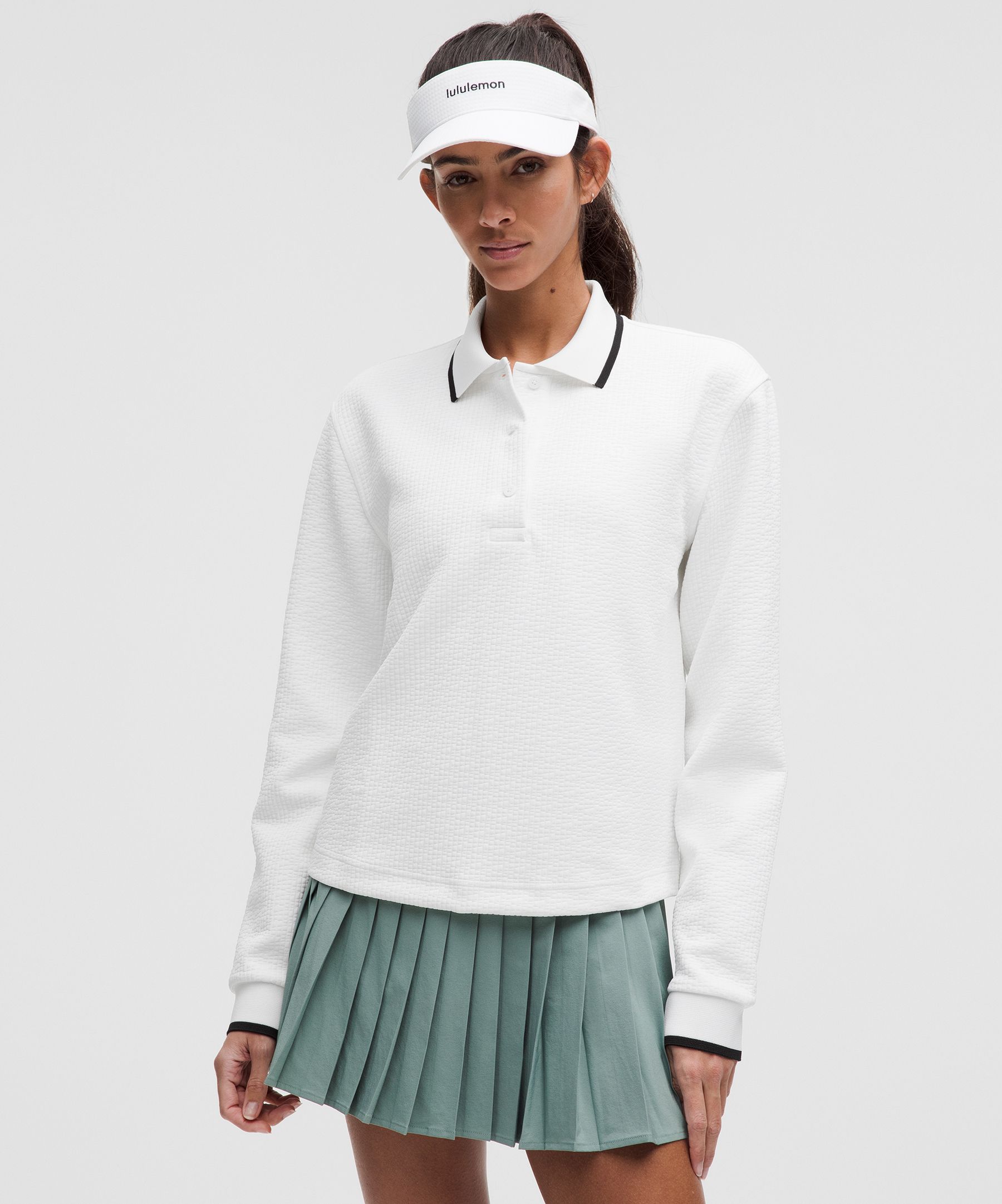 Textured Long-Sleeve Tennis Polo Shirt