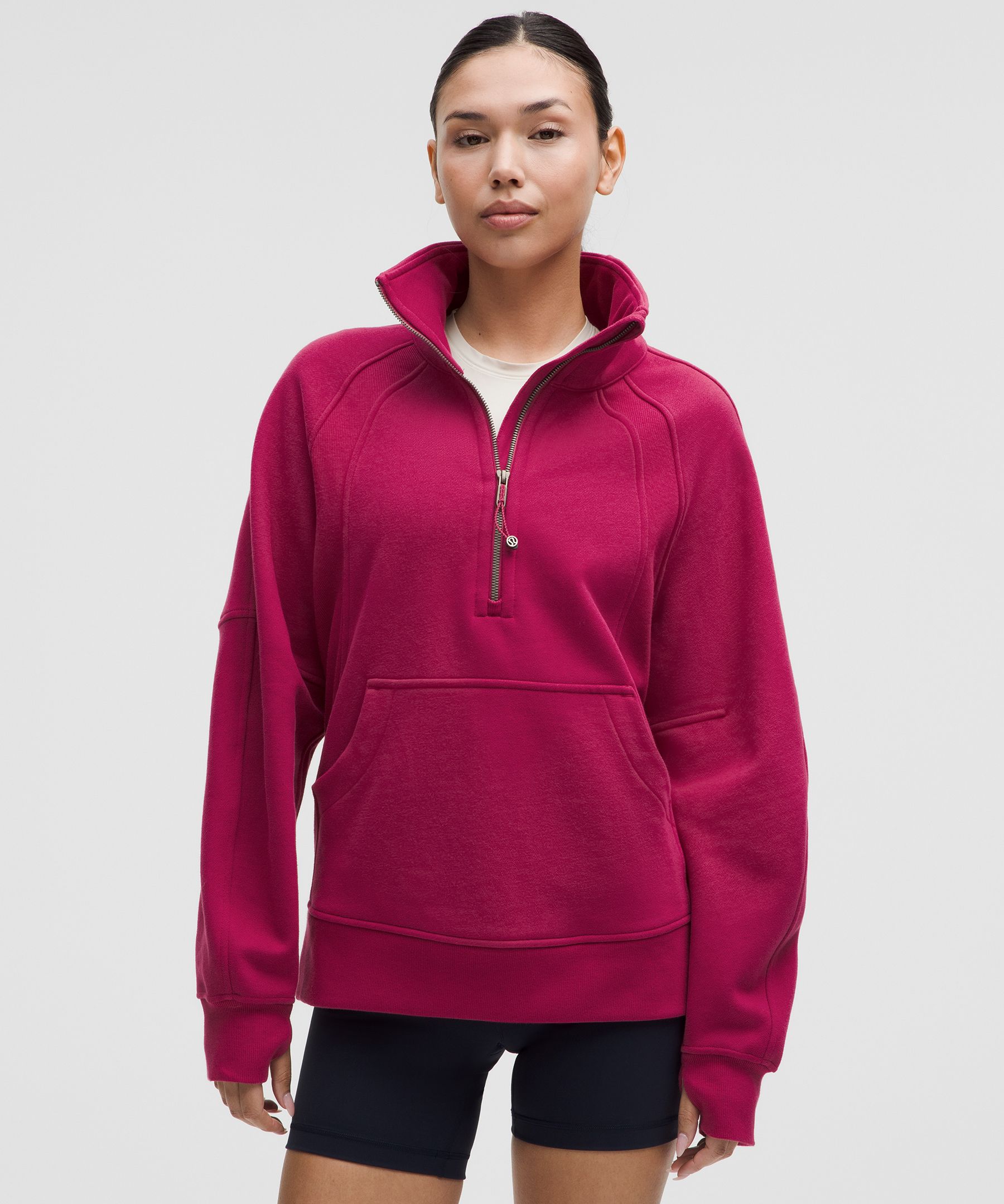 Scuba Oversized Funnel-Neck Half Zip Long