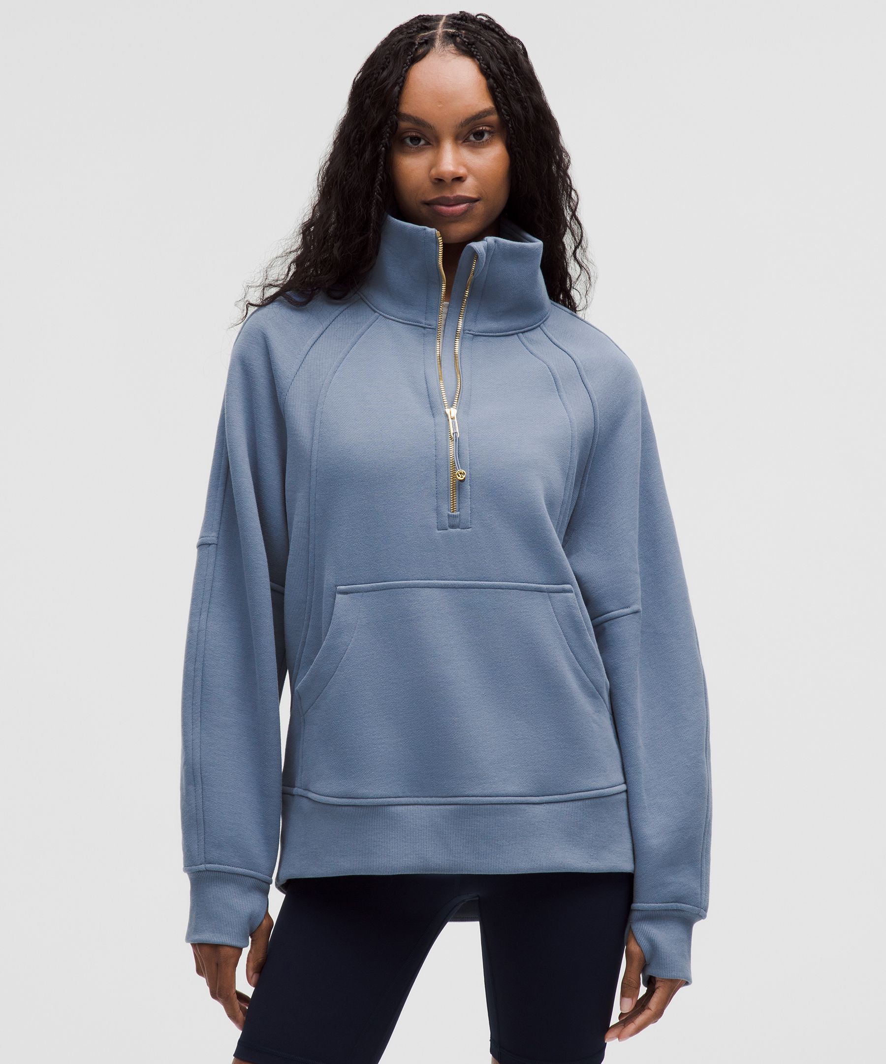Scuba Oversized Funnel-Neck Half Zip Long