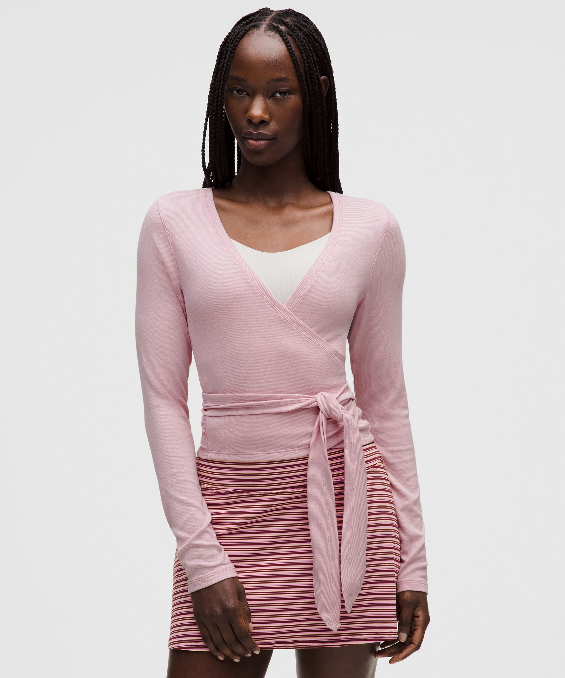 Front-to-Back Wrap-Waist Long-Sleeve Shirt