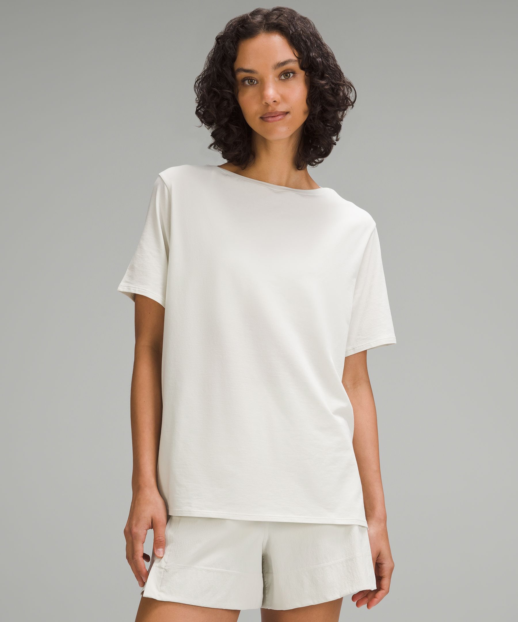 Shop Lululemon Relaxed-fit Boatneck T-shirt