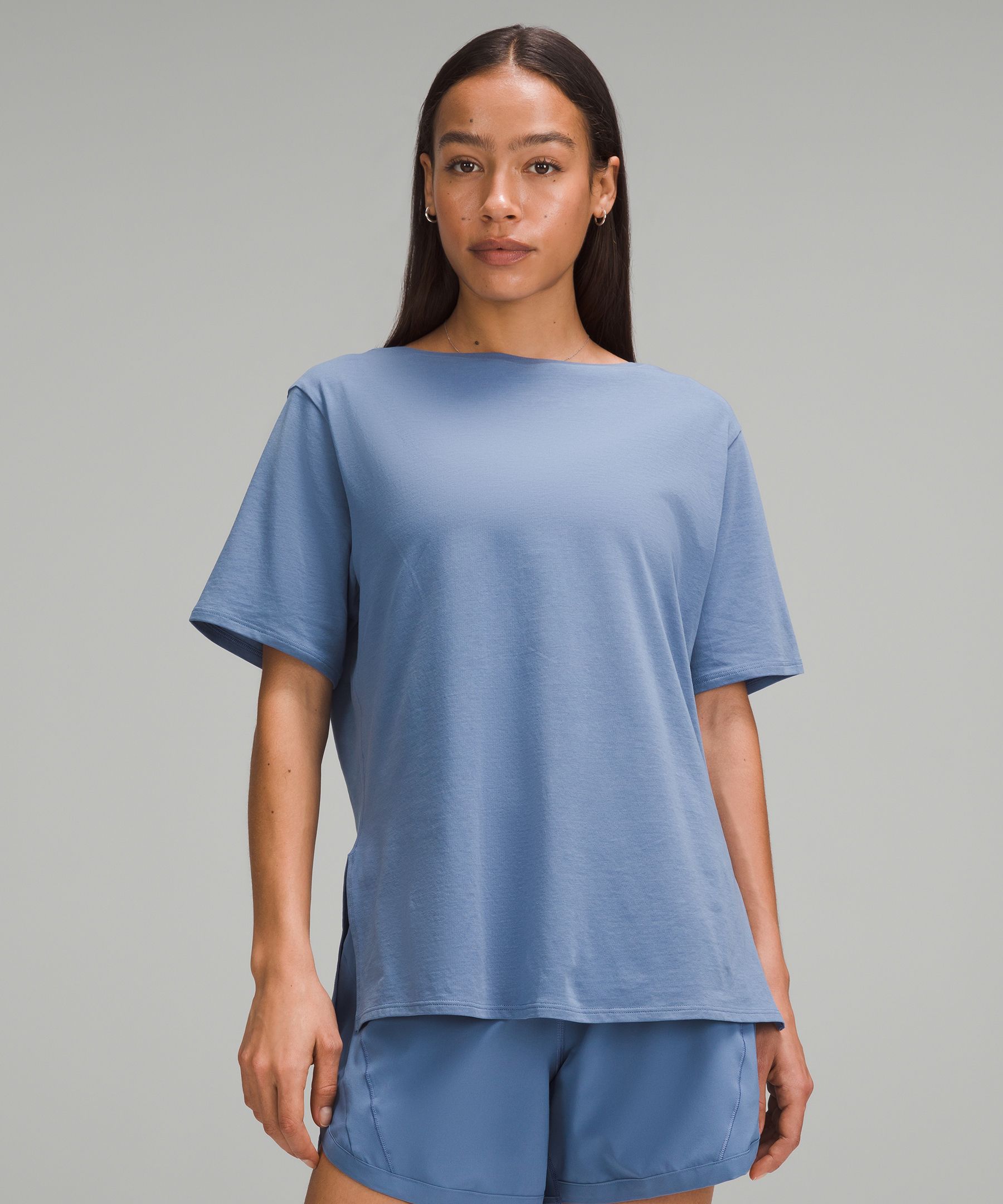 Shop Lululemon Relaxed-fit Boatneck T-shirt