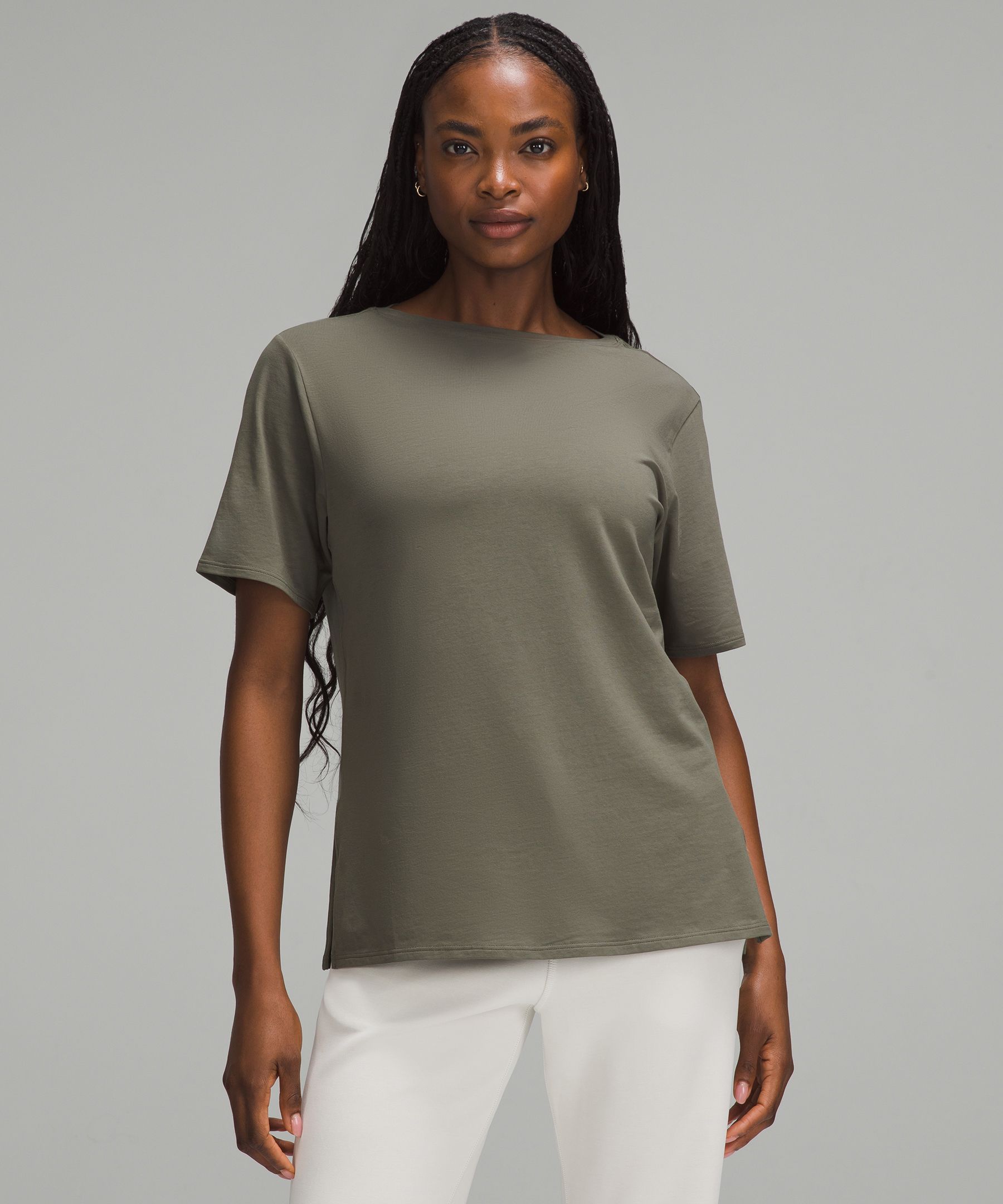 Relaxed-Fit Boatneck T-Shirt - Green,Olive