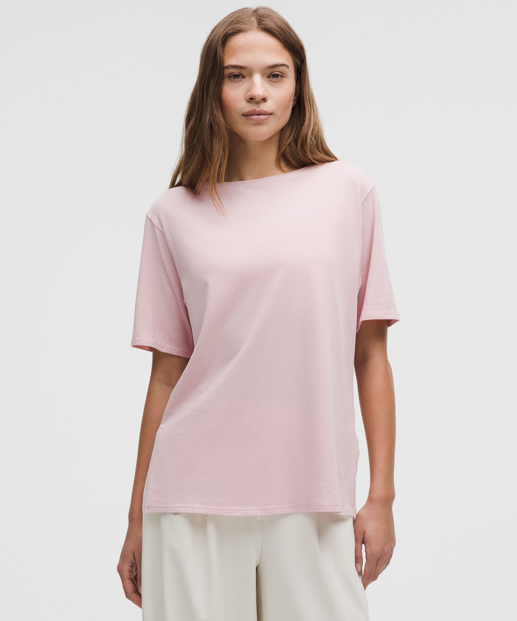 Relaxed-Fit Boatneck T-Shirt - Pink