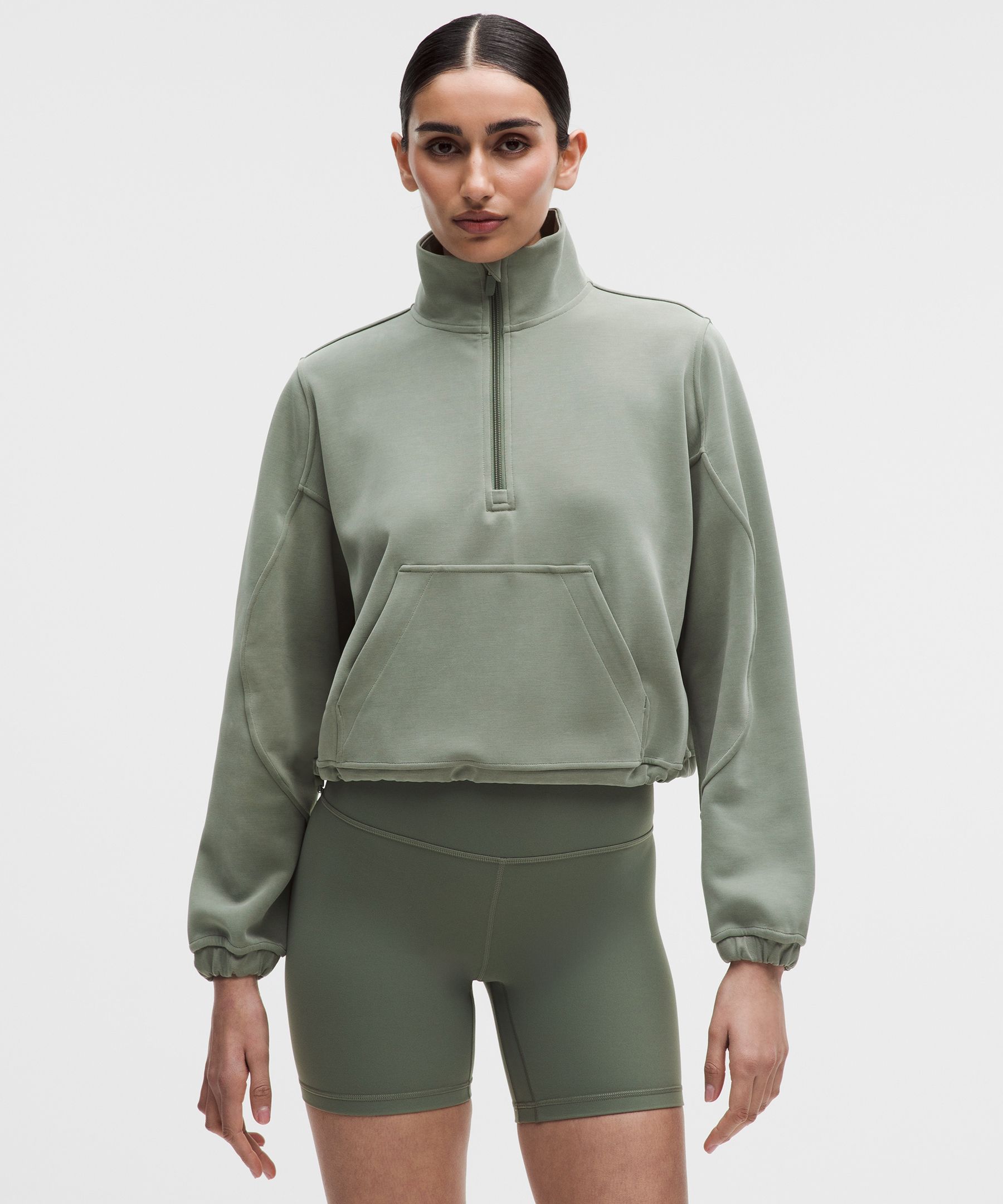 lululemon – Women’s Brushed Softstreme Half Zip Sweatshirt – Color Green/Pastel – Size 6