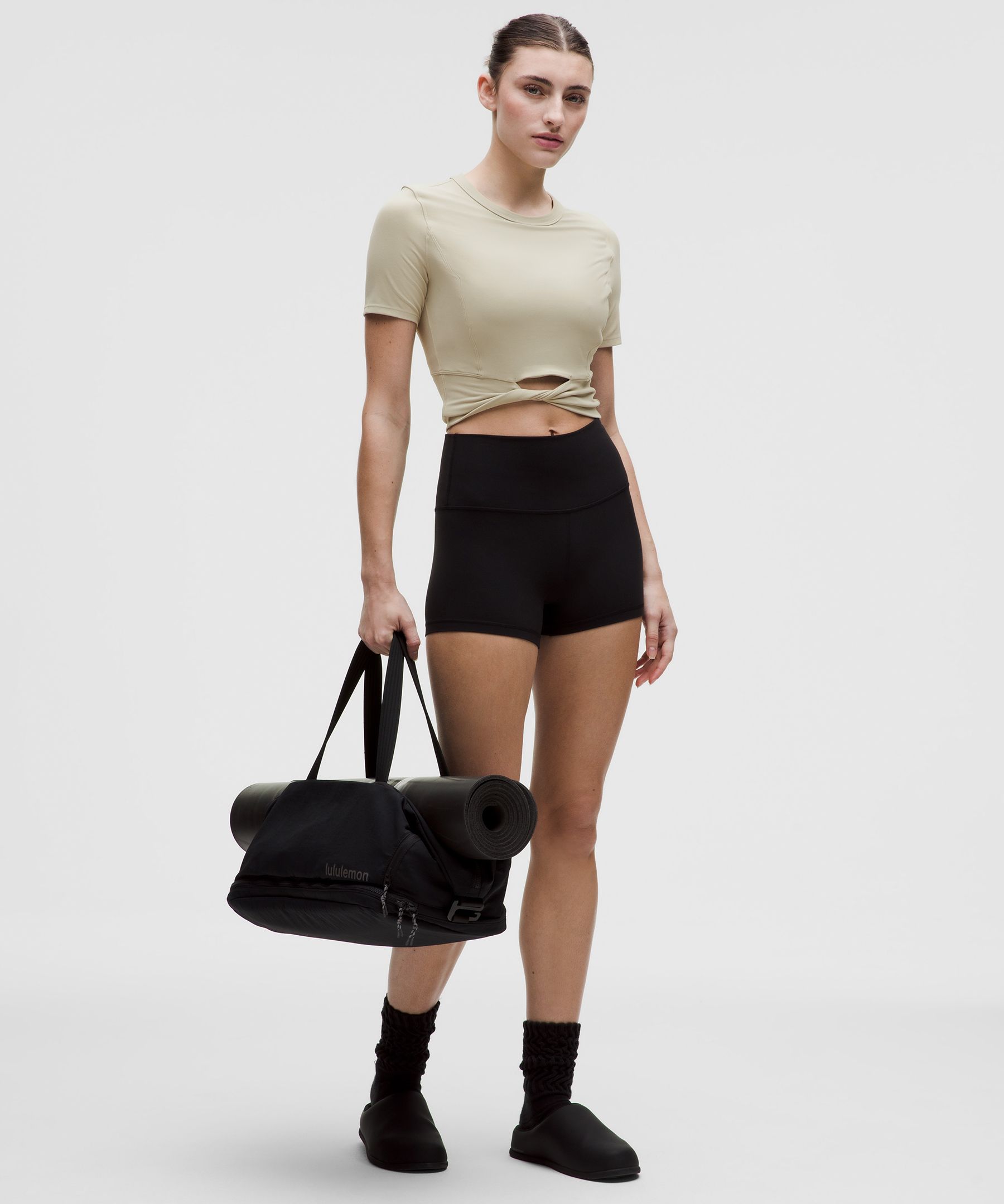 Cropped Nulu Twist-Hem Short-Sleeve Shirt | Women's Short Sleeve