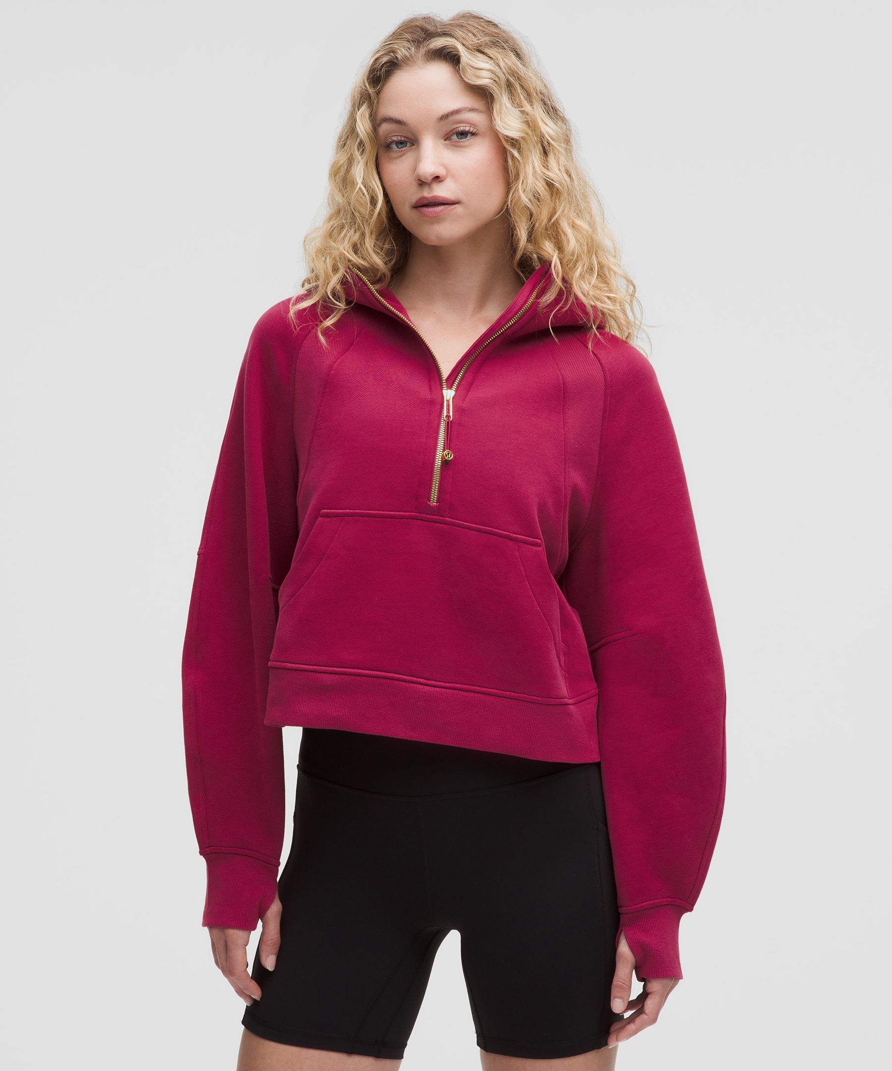 Scuba Oversized Half-Zip Hoodie - Pink