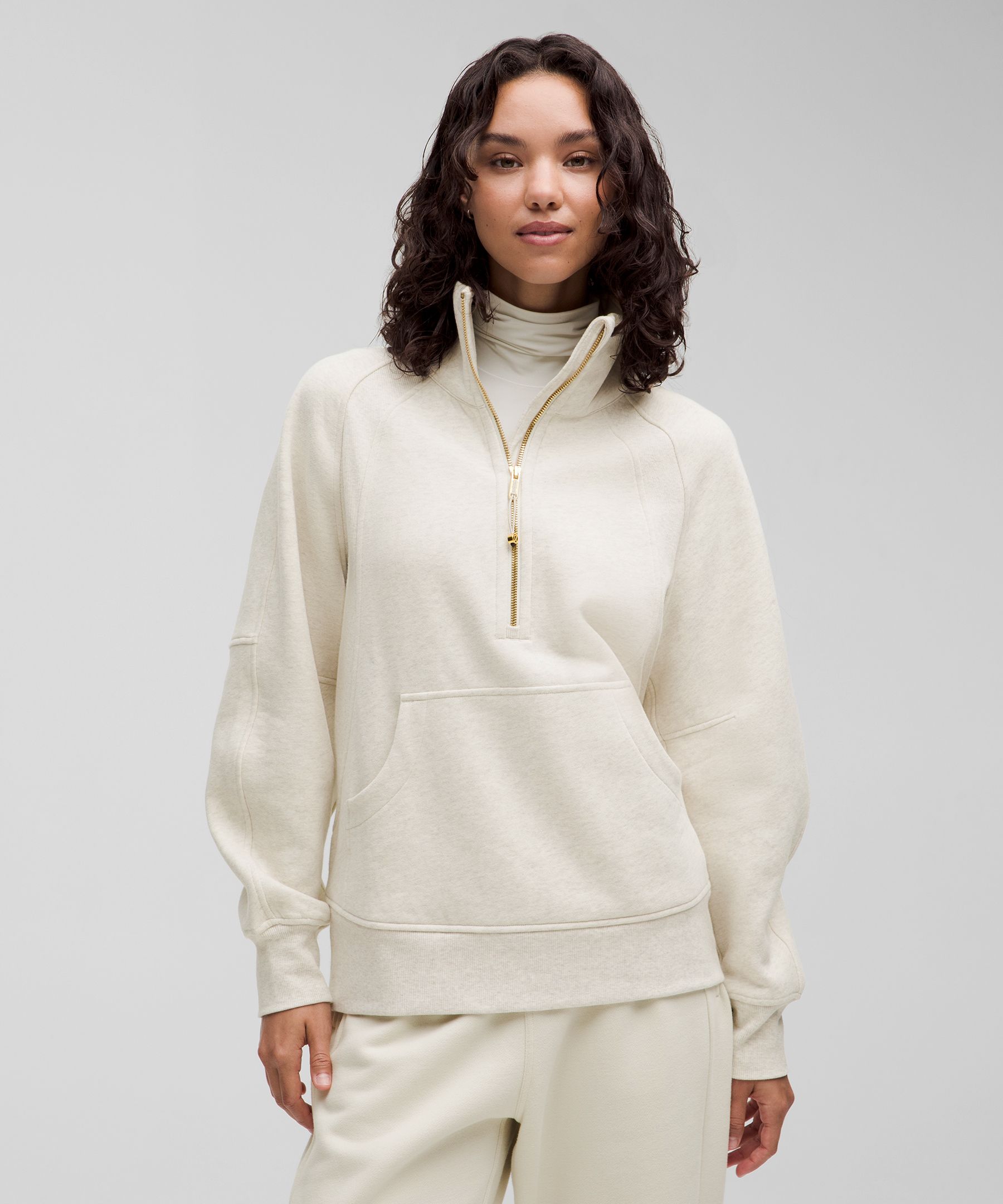 Scuba Oversized Funnel-Neck Half Zip Long