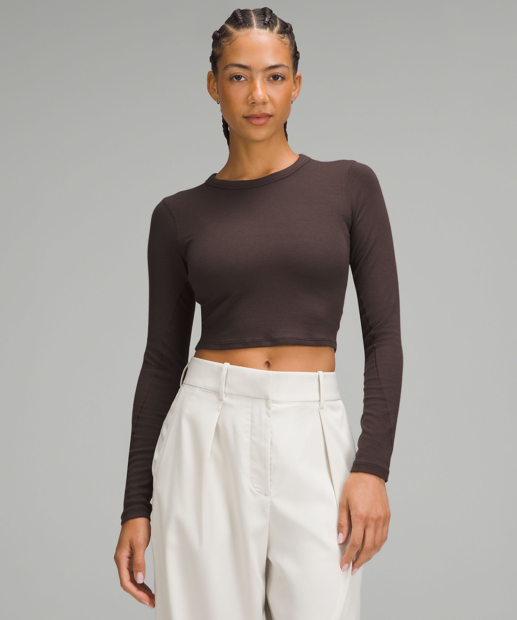 Hold Tight Straight-Hem Cropped Long-Sleeve Shirt