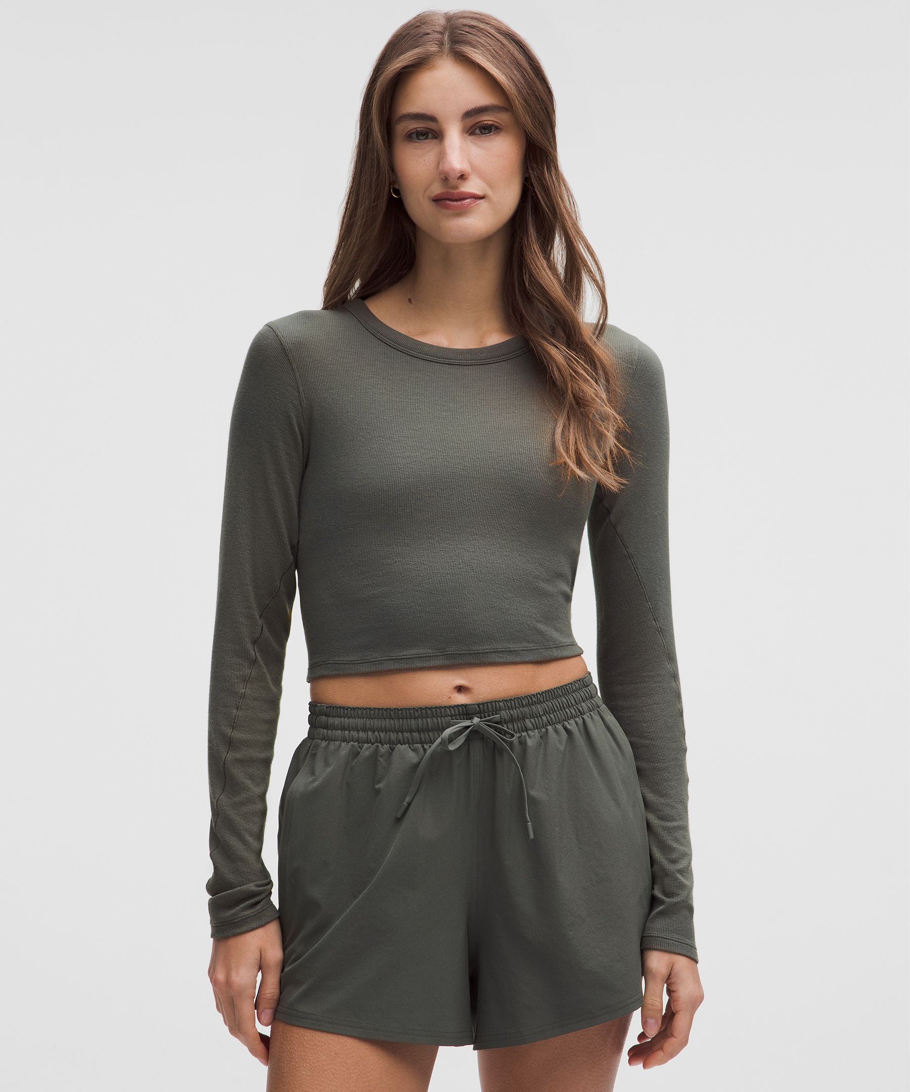 Hold Tight Straight-Hem Cropped Long-Sleeve Shirt