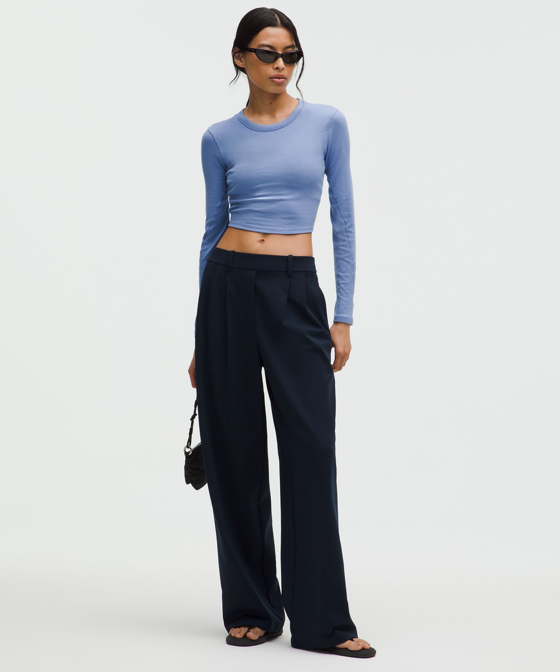 Hold Tight Straight-Hem Cropped Long-Sleeve Shirt