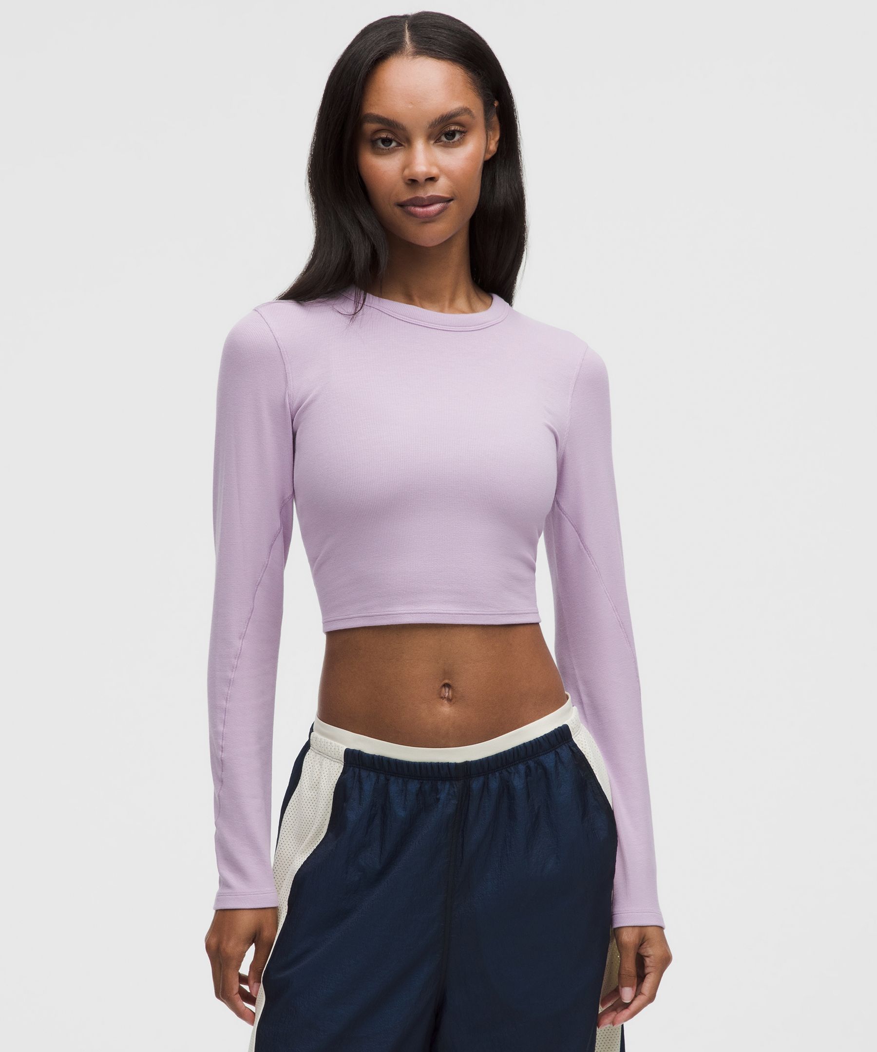Hold Tight Straight-Hem Cropped Long-Sleeve Shirt