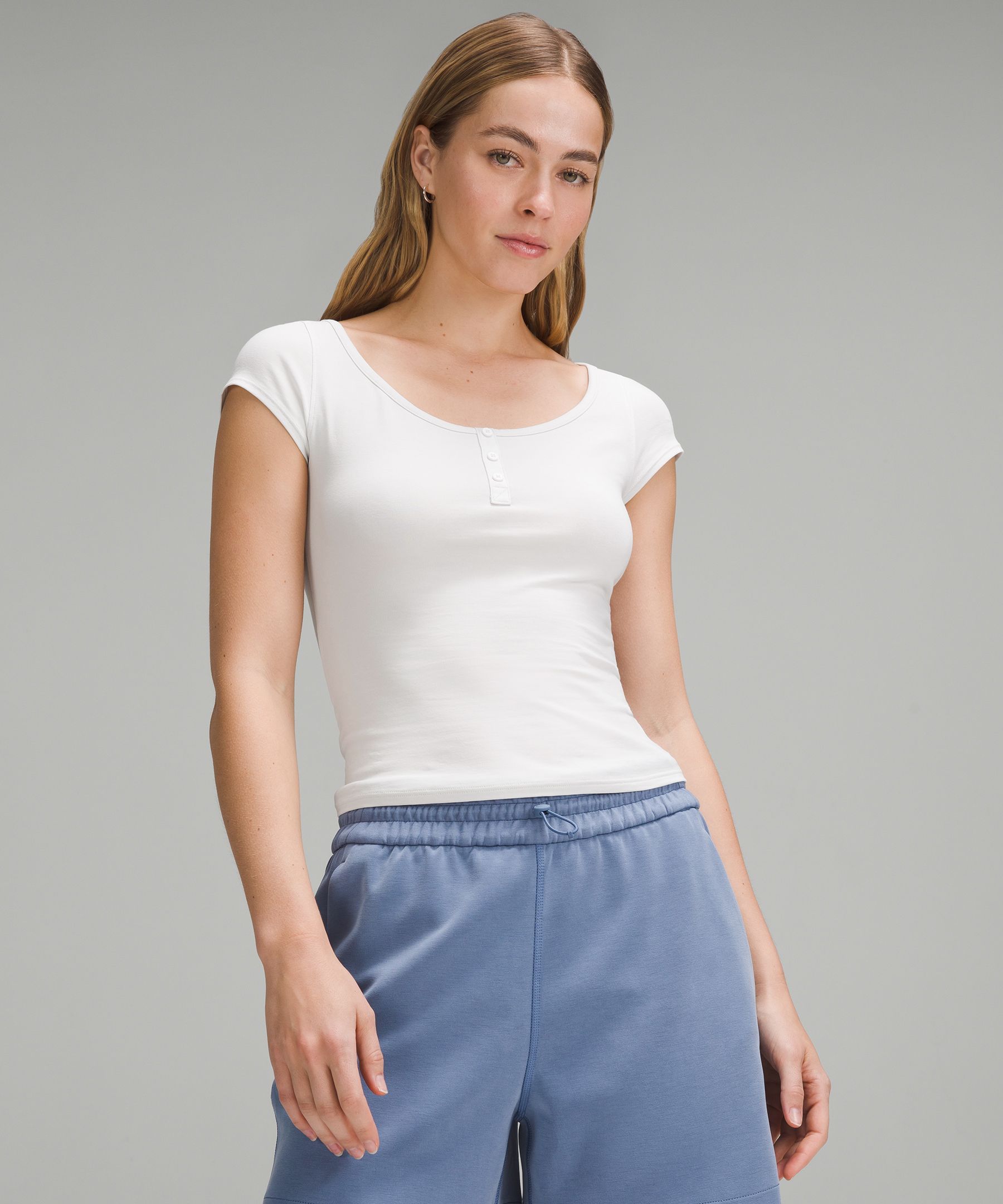 Shop Lululemon Cap-sleeve Henley T-shirt