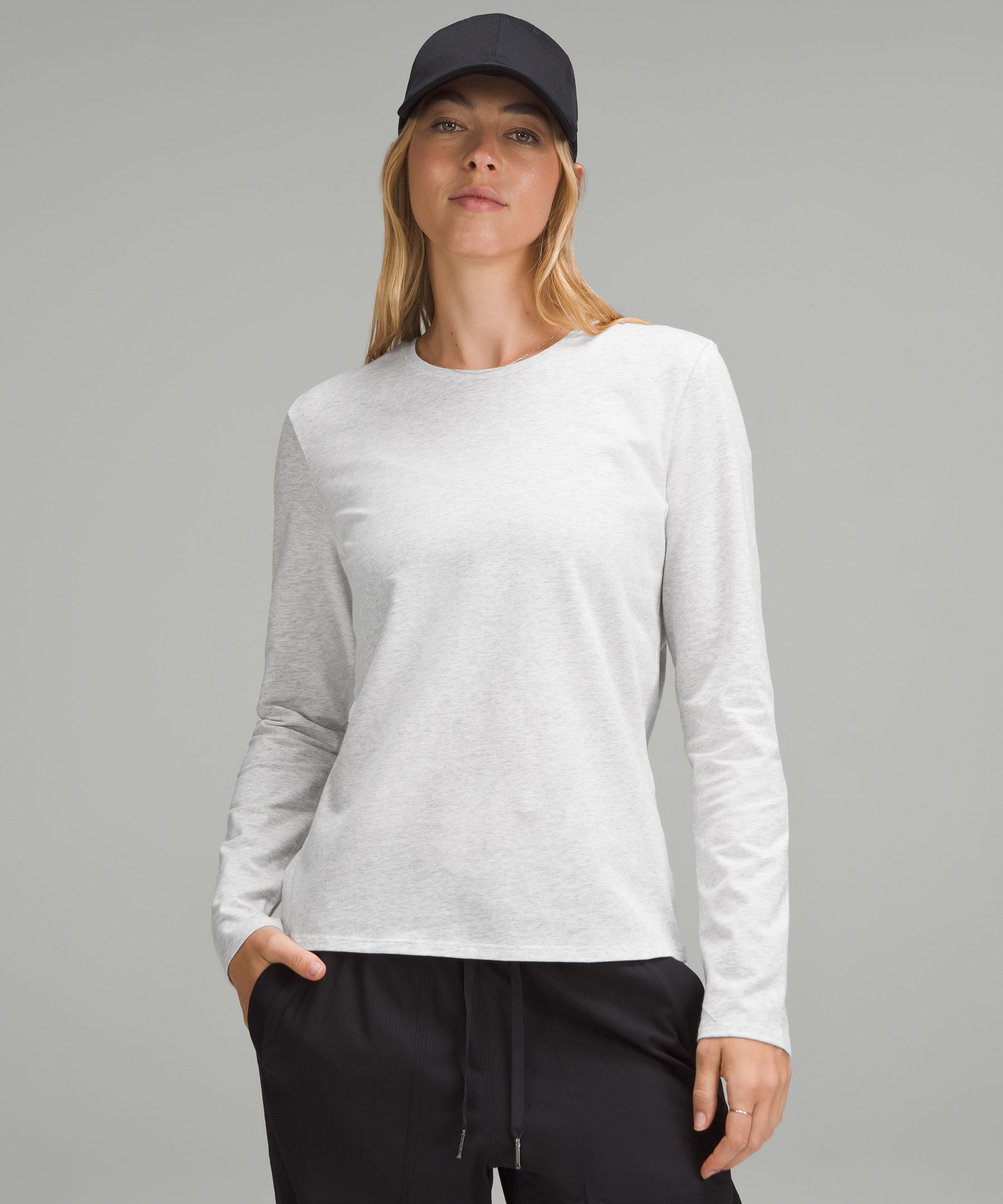 Organic Cotton Crewneck Long-Sleeve Shirt - Grey