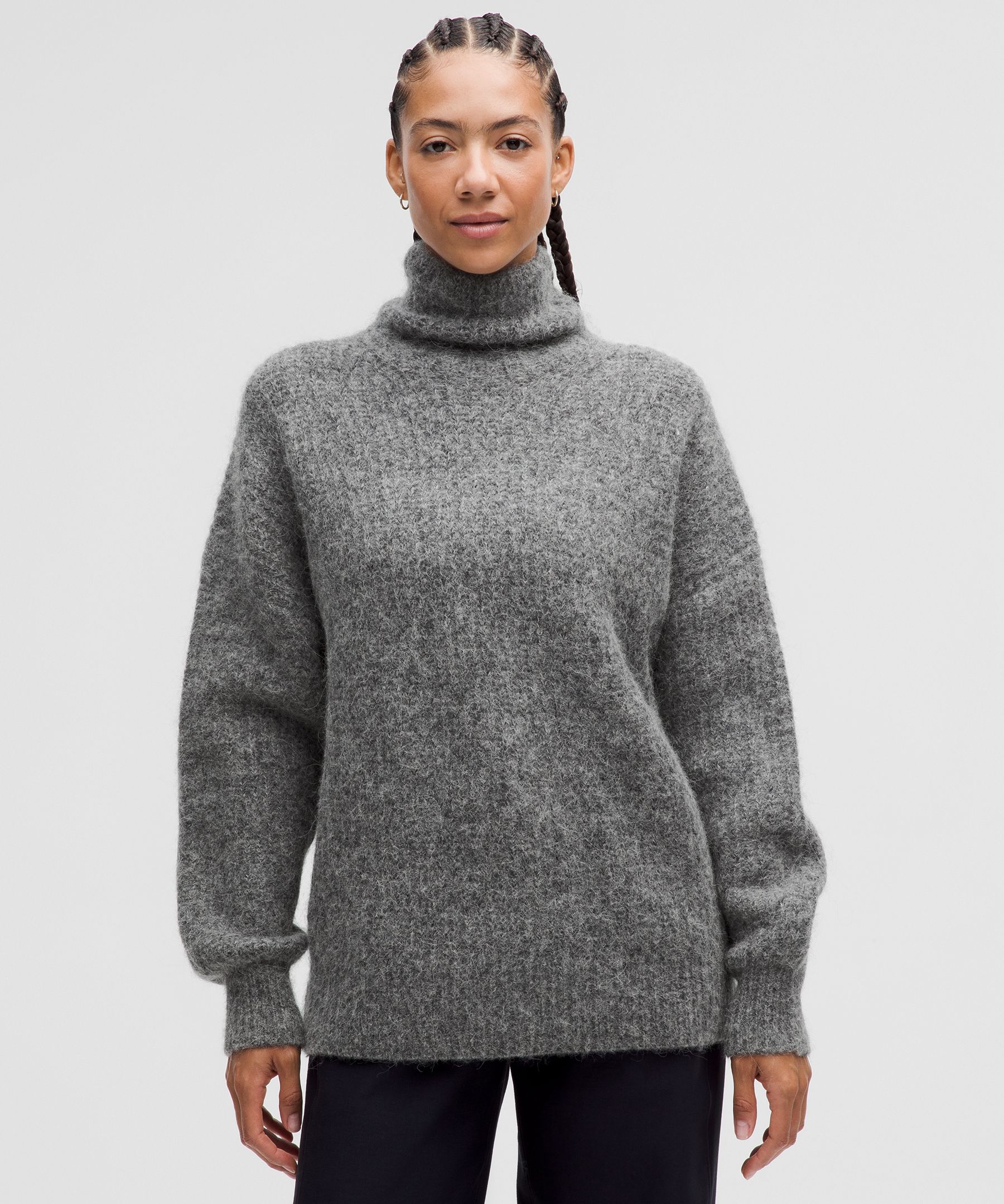 Alpaca Wool-Blend Funnel-Neck Sweater