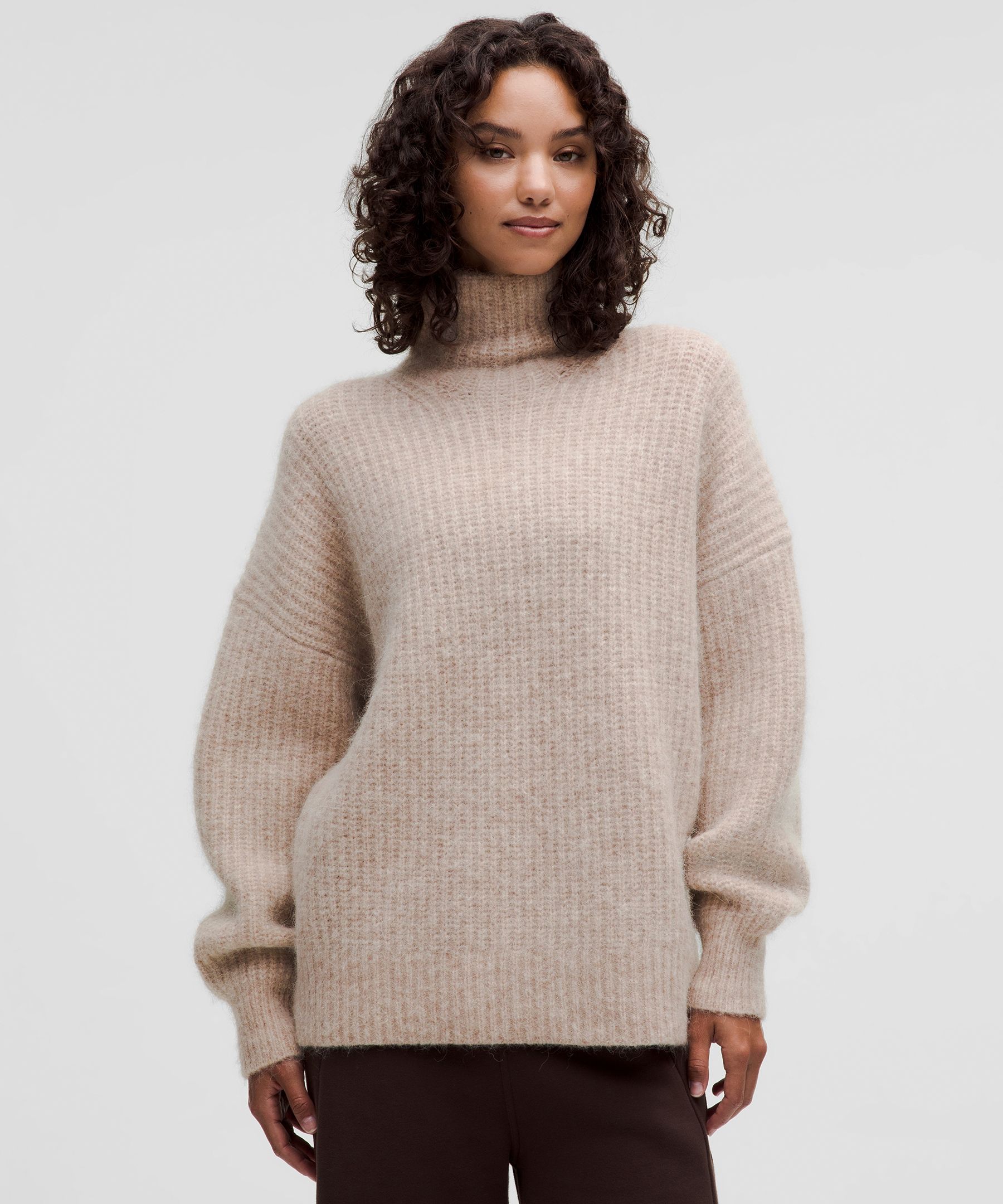 Alpaca Wool-Blend Funnel-Neck Sweater