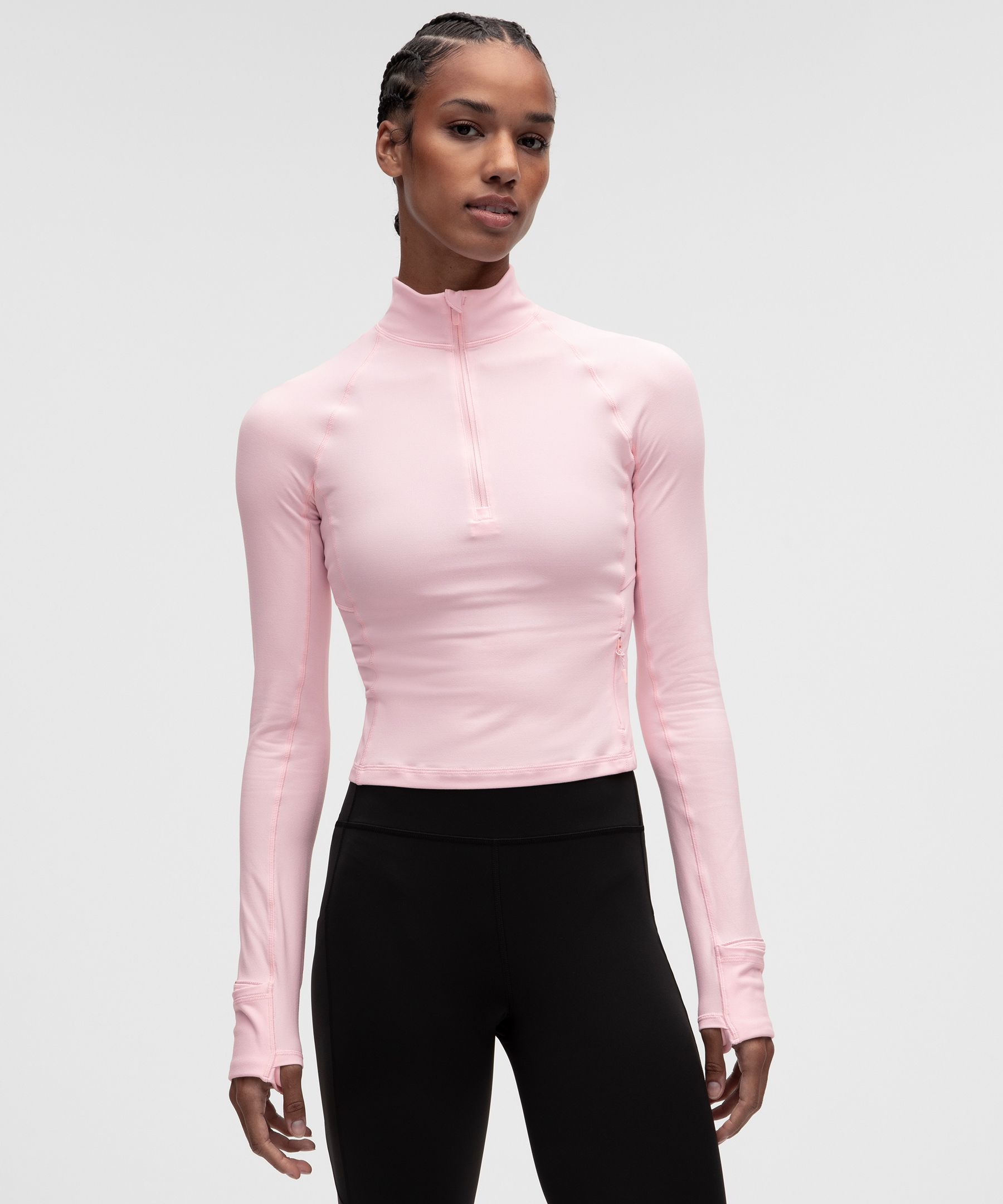 新品同様lululemon ハーフジップロング　ピンク色　4 Women's Pink Half Zip Sweatshirts | lululemon