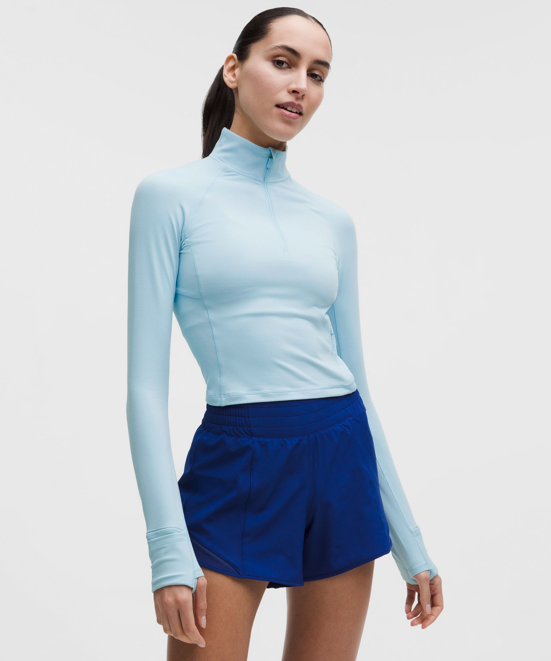 lululemon – Women’s It’s Rulu Cropped Half Zip Long-Sleeve Top – Color Blue – Size XL