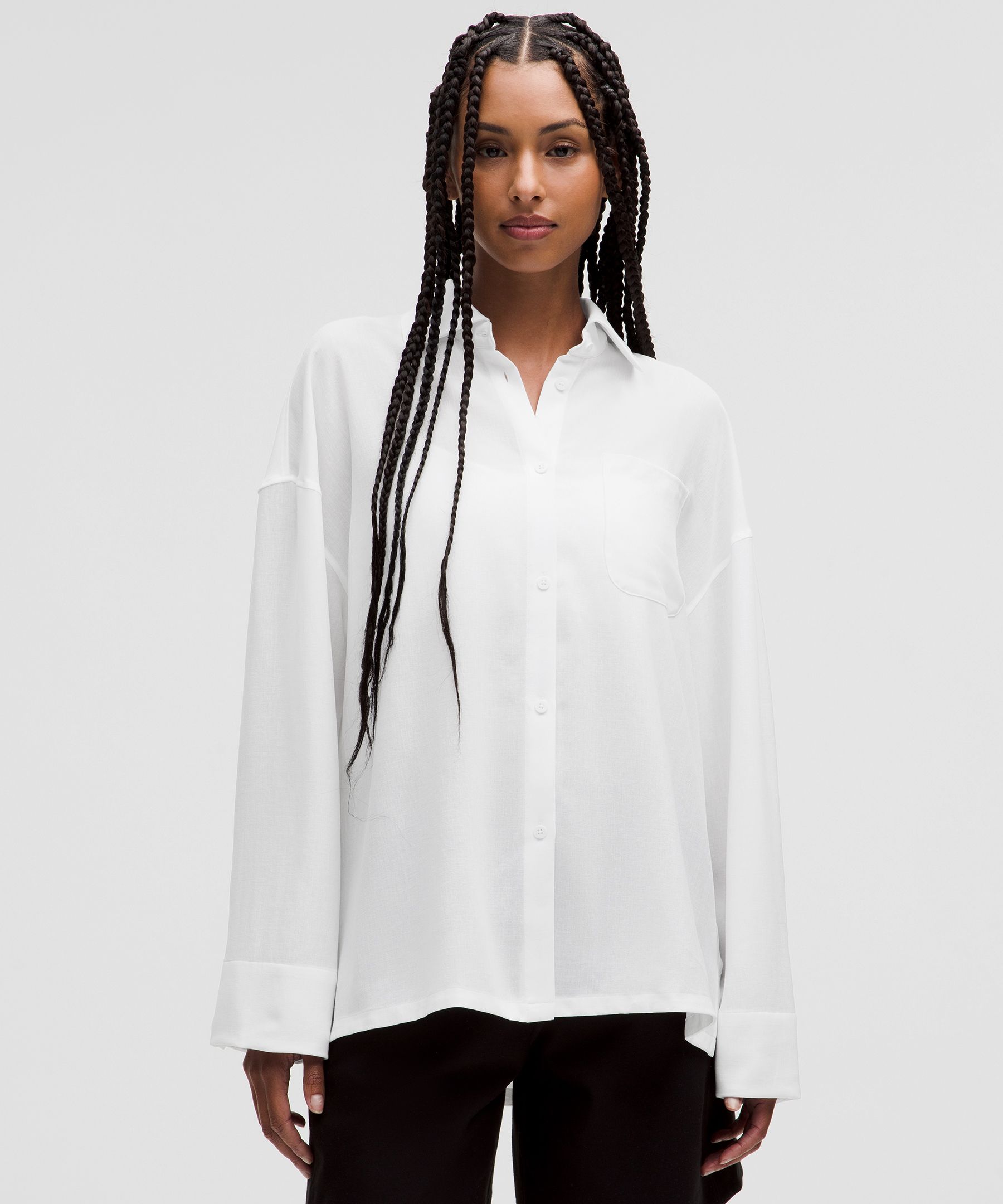Light Woven Oversized Button-Up