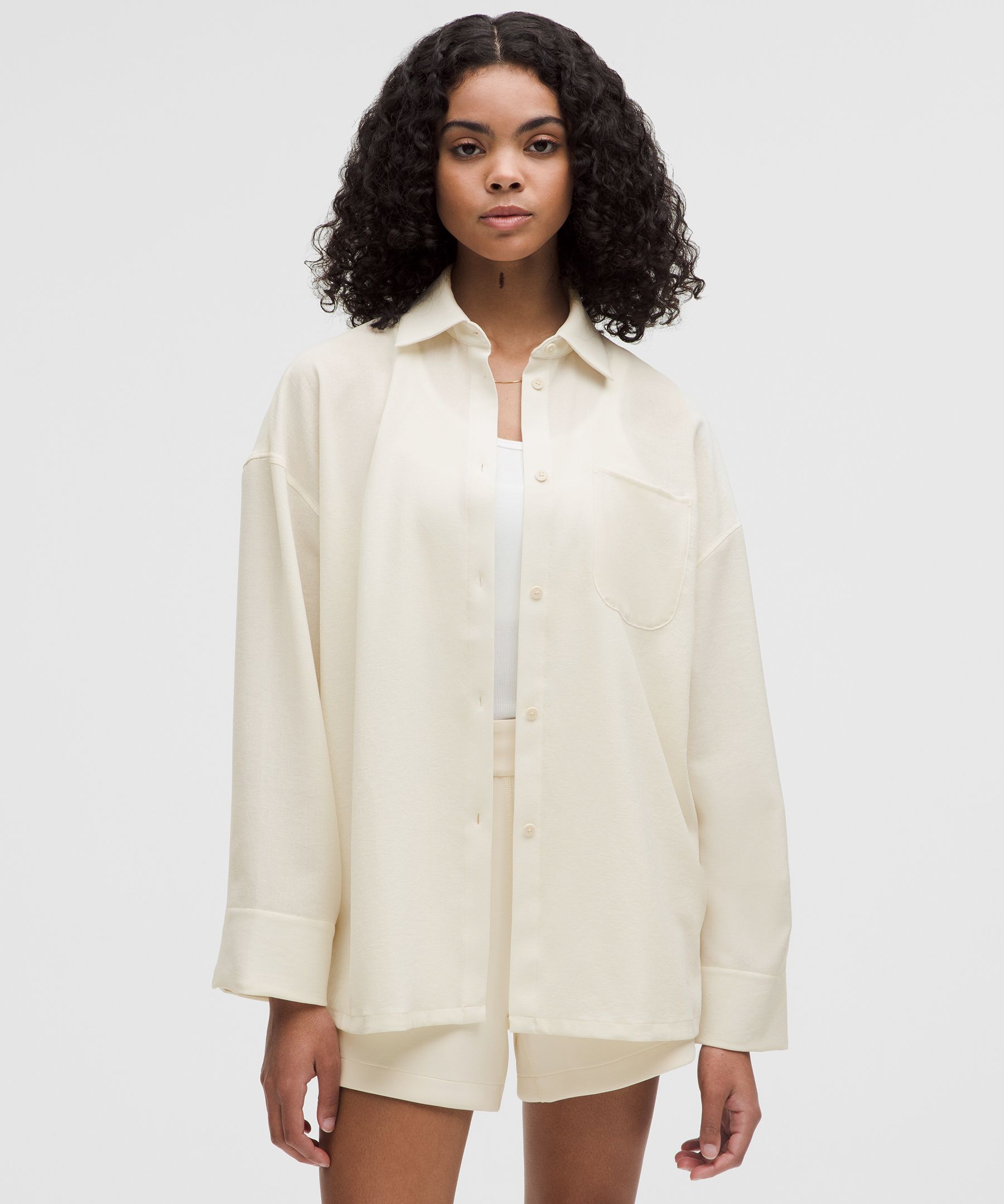 No wardrobe is complete without a crisp button-up shirt. We made this one in an oversized fit you ca